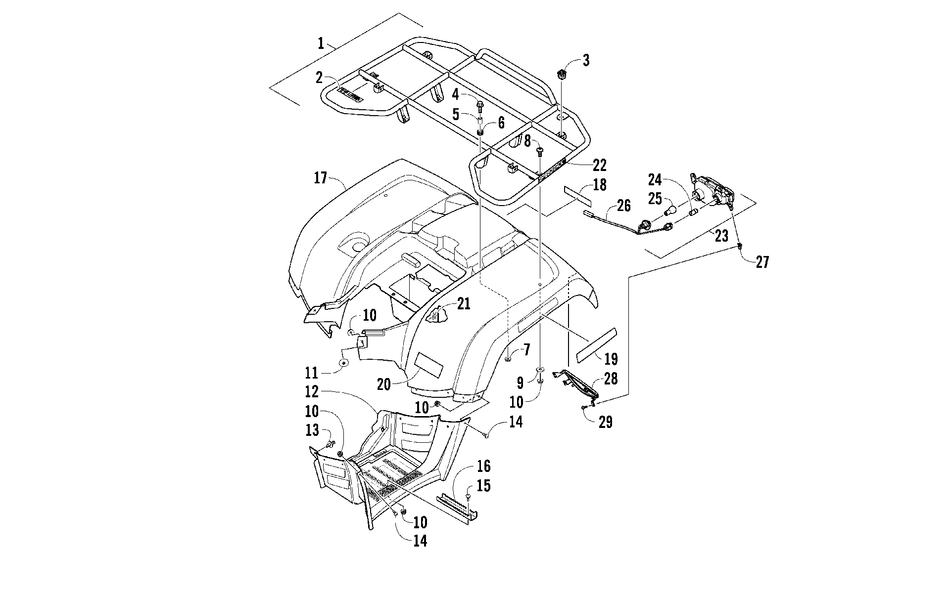 задний RACK, кузов PANEL, и FOOTWELL ASSEMBLIES [96446]