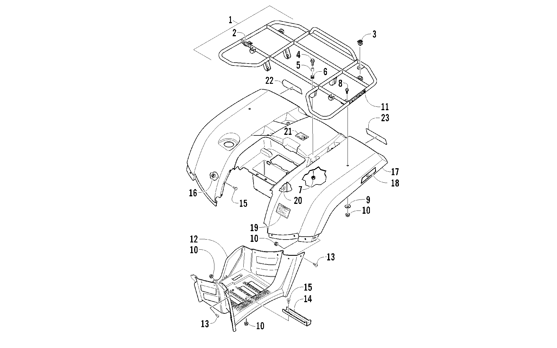 задний RACK, кузов PANEL, и FOOTWELL ASSEMBLIES [92648]