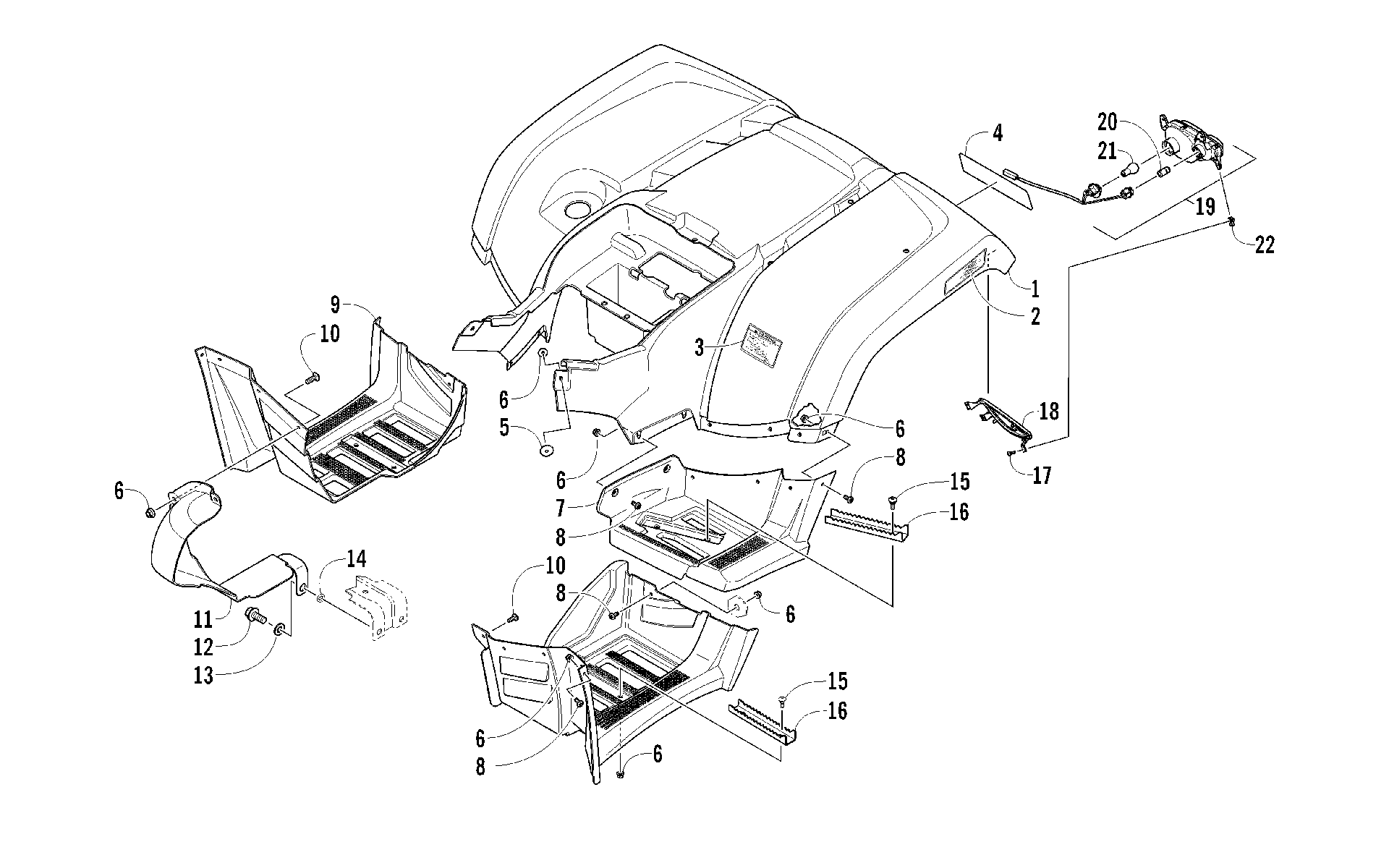 задний кузов панель и FOOTWELL ASSEMBLIES [96185]