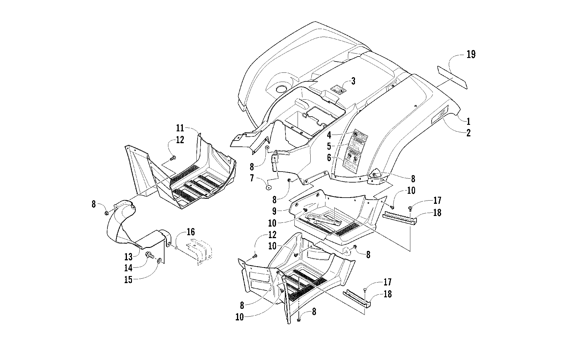задний кузов панель и FOOTWELL ASSEMBLIES [92822]