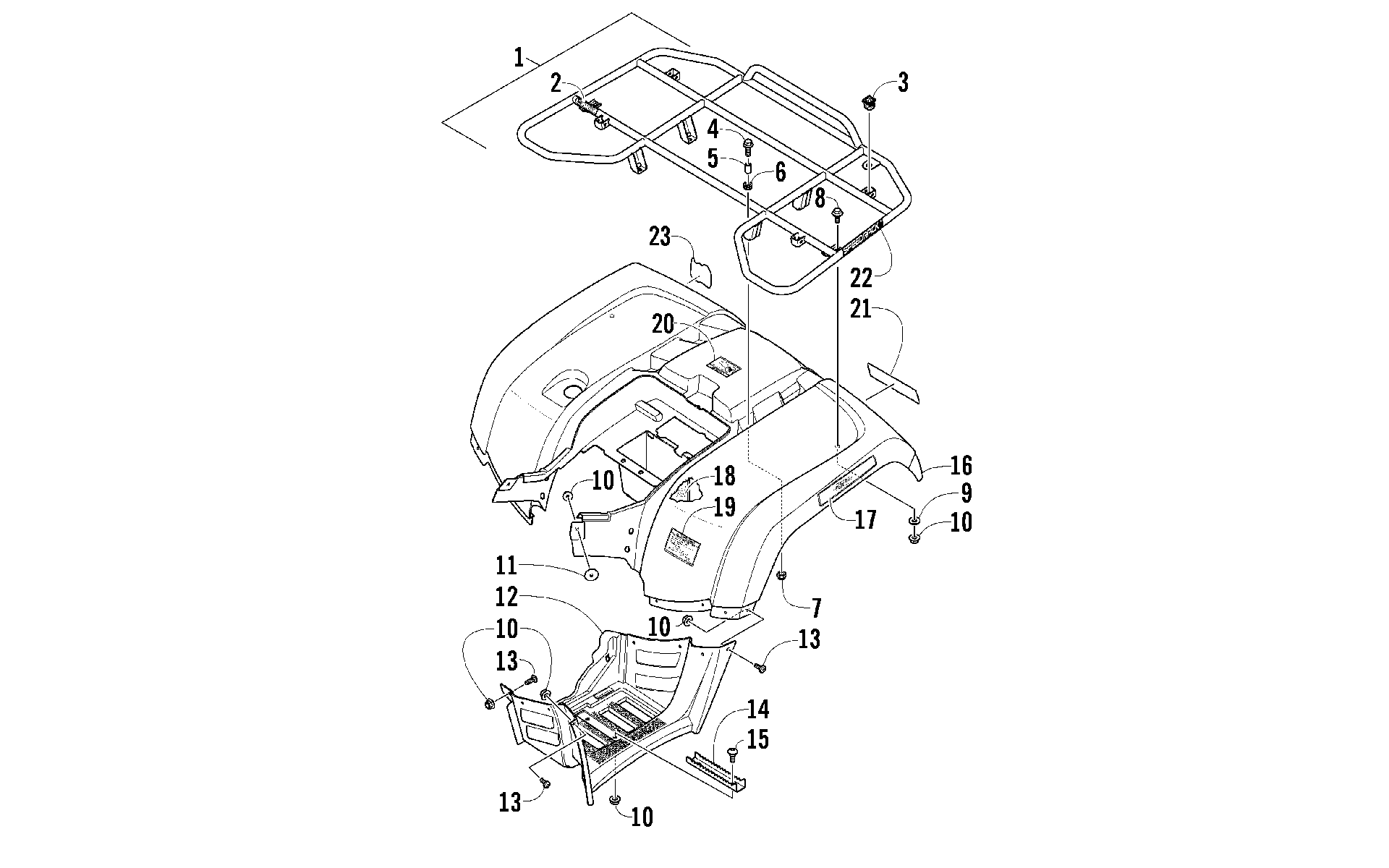 задний RACK, кузов PANEL, и FOOTWELL ASSEMBLIES [92413]