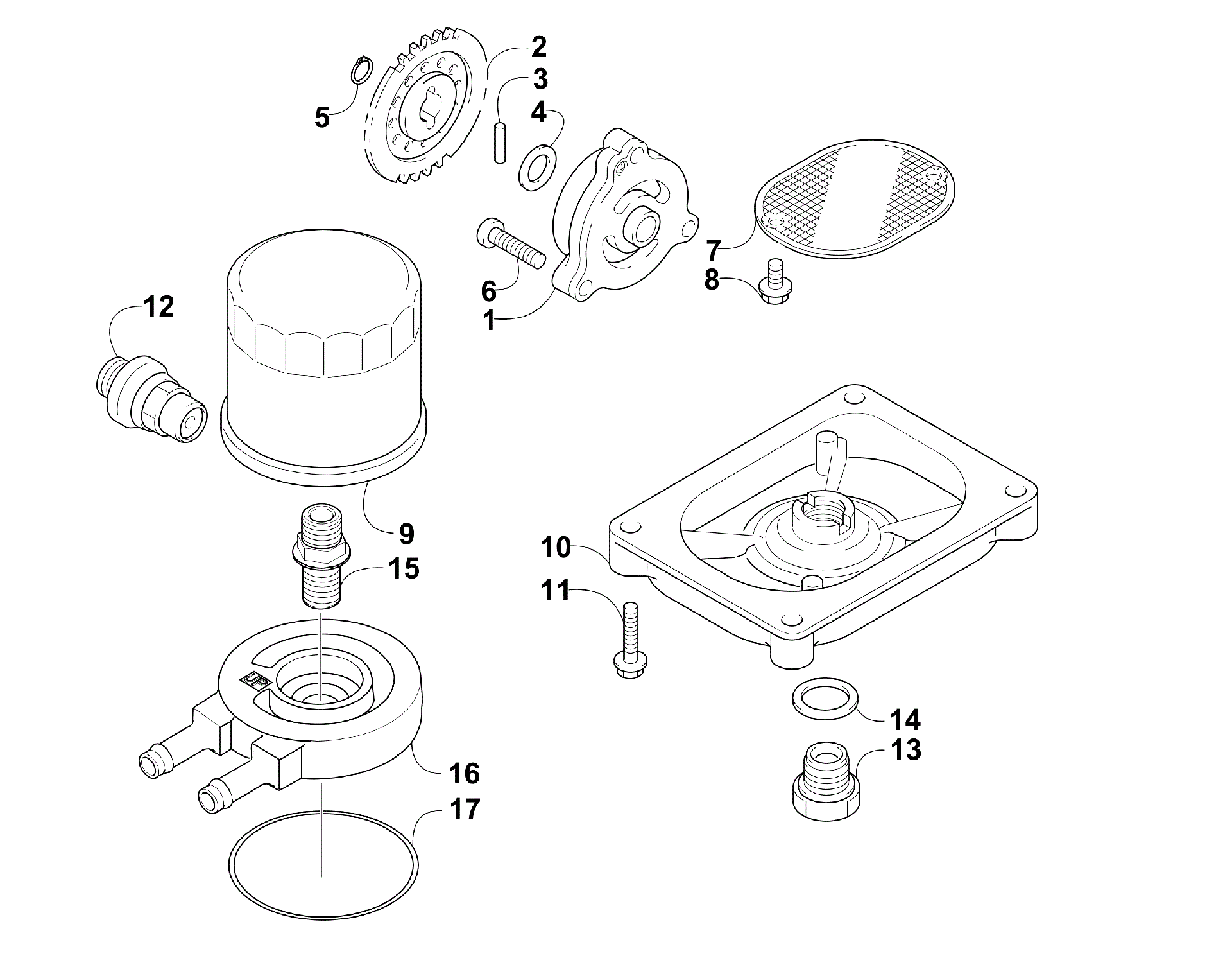 масляный фильтр / насос узел (ENGINE SERIAL NO. Up to 0700A80445999) [300849]