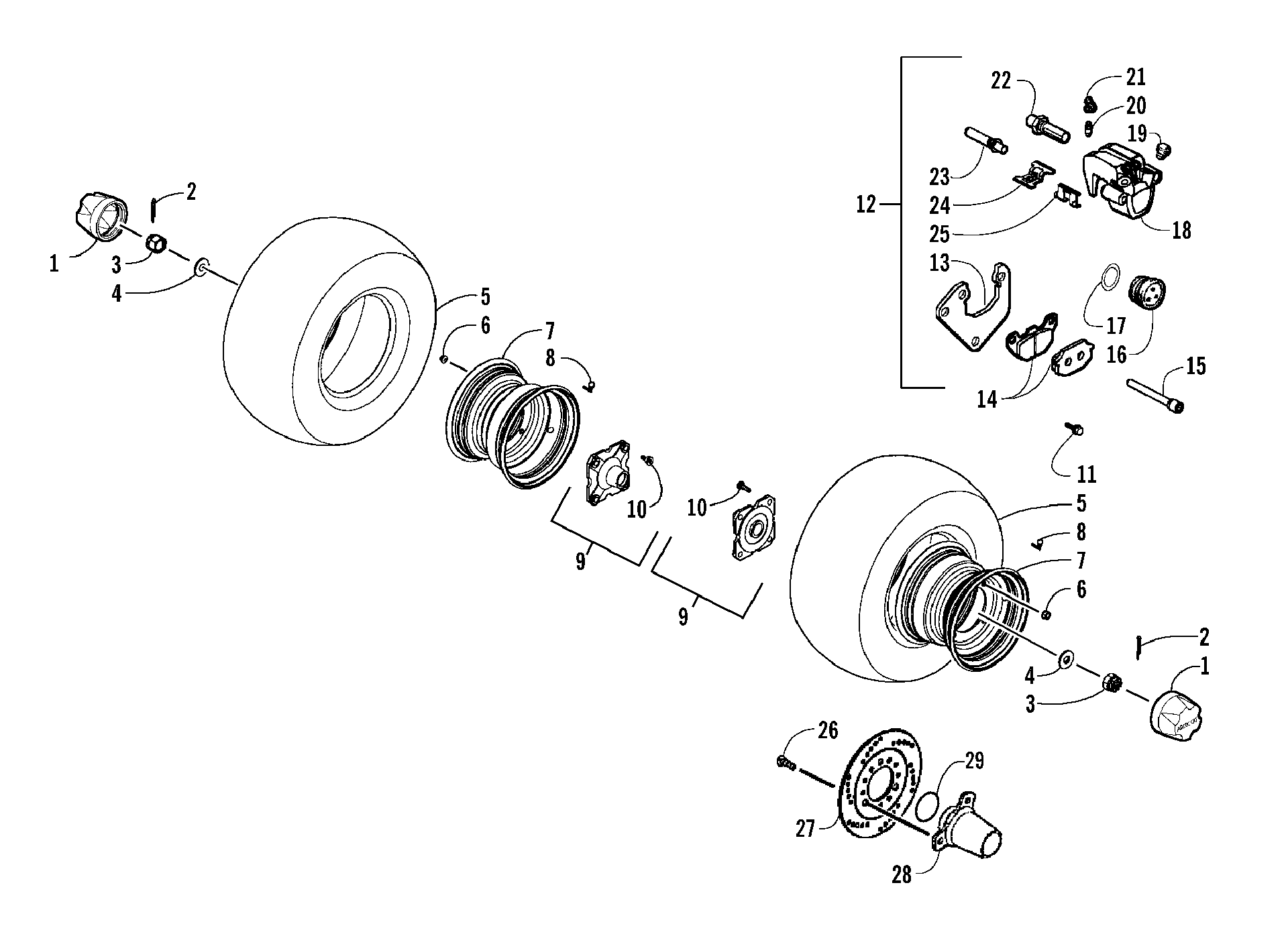 Заднее колесо AND BRAKE ASSEMBLIES [87697]
