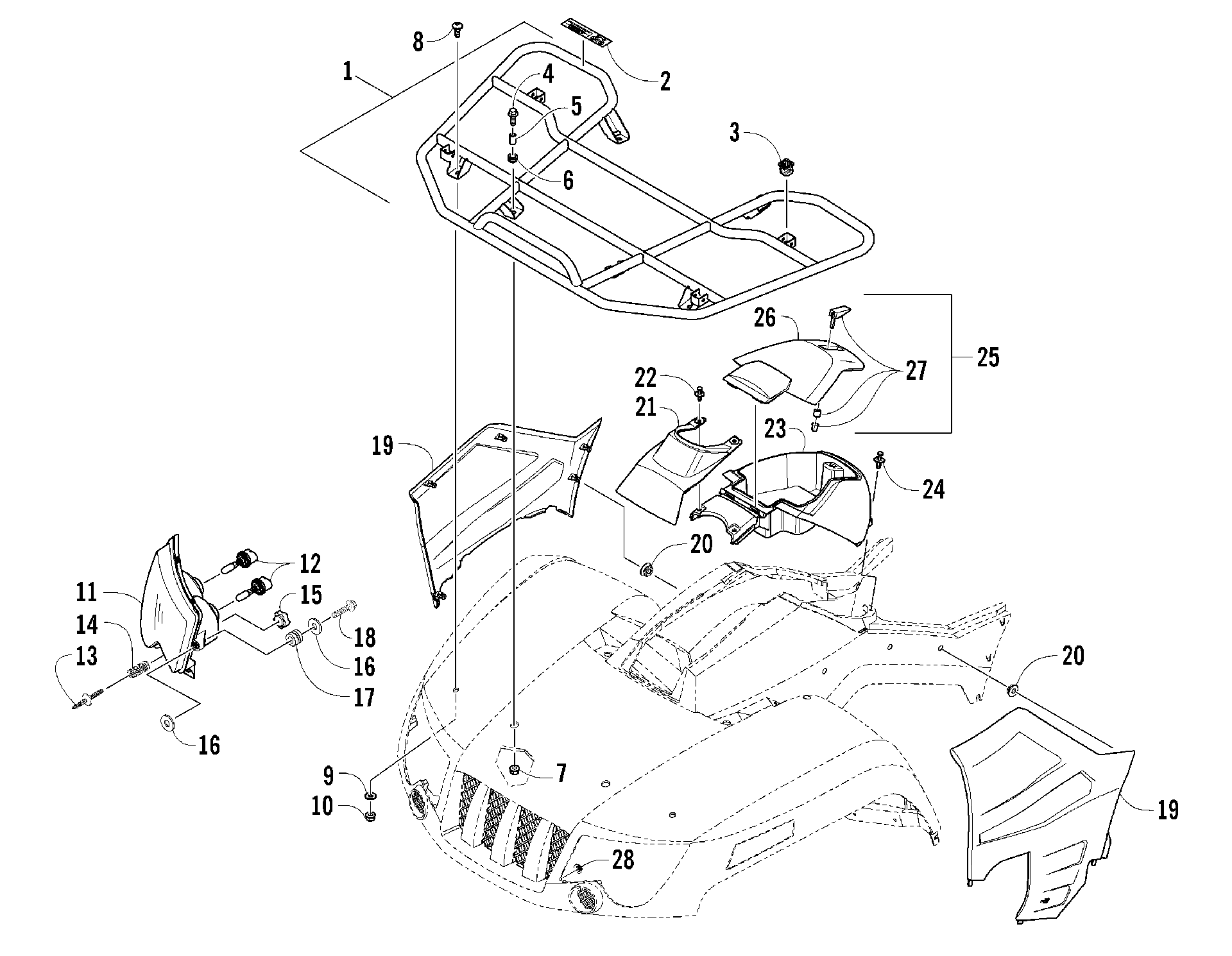 Передняя часть RACK AND HEADLIGHT ASSEMBLIES [87313]