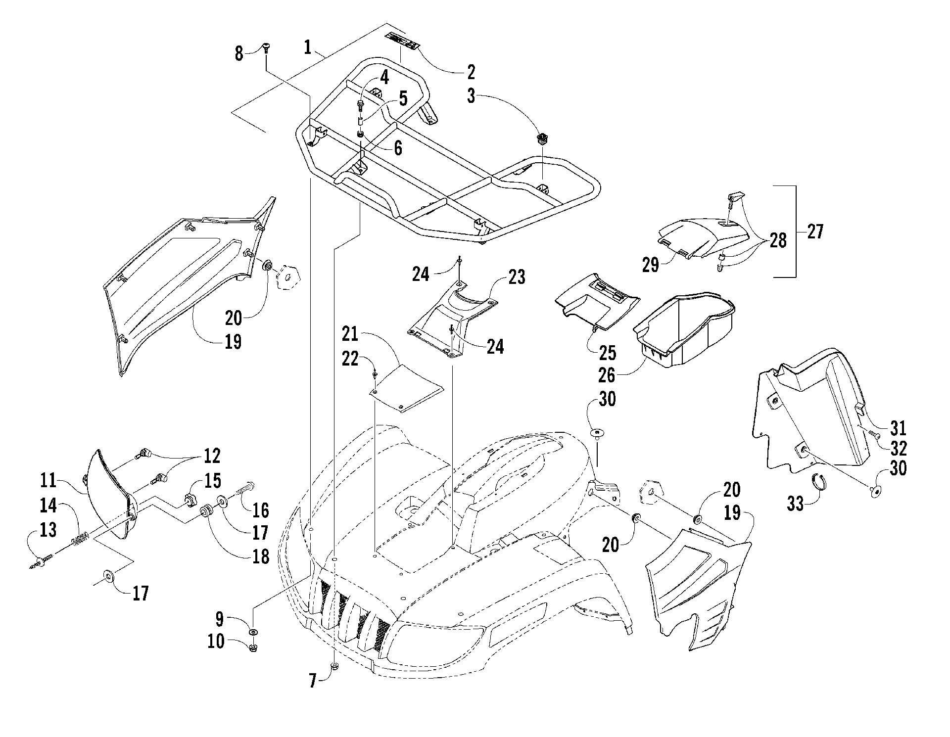 Передняя часть RACK AND HEADLIGHT ASSEMBLIES [87535]