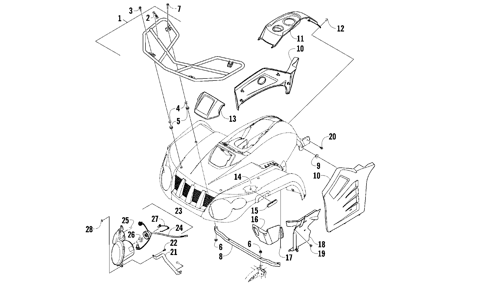 Передняя часть RACK AND HEADLIGHT ASSEMBLY [88959]
