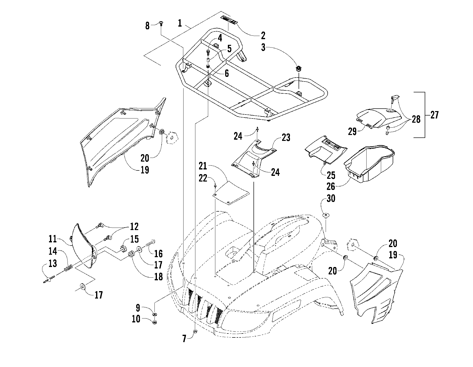Передняя часть RACK AND HEADLIGHT ASSEMBLIES [88736]