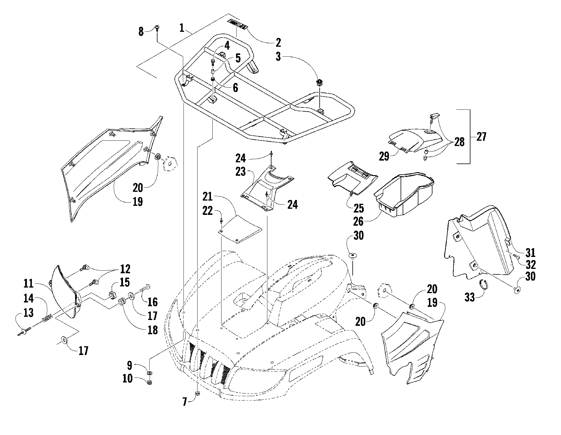 Передняя часть RACK AND HEADLIGHT ASSEMBLIES (LE) [88930]