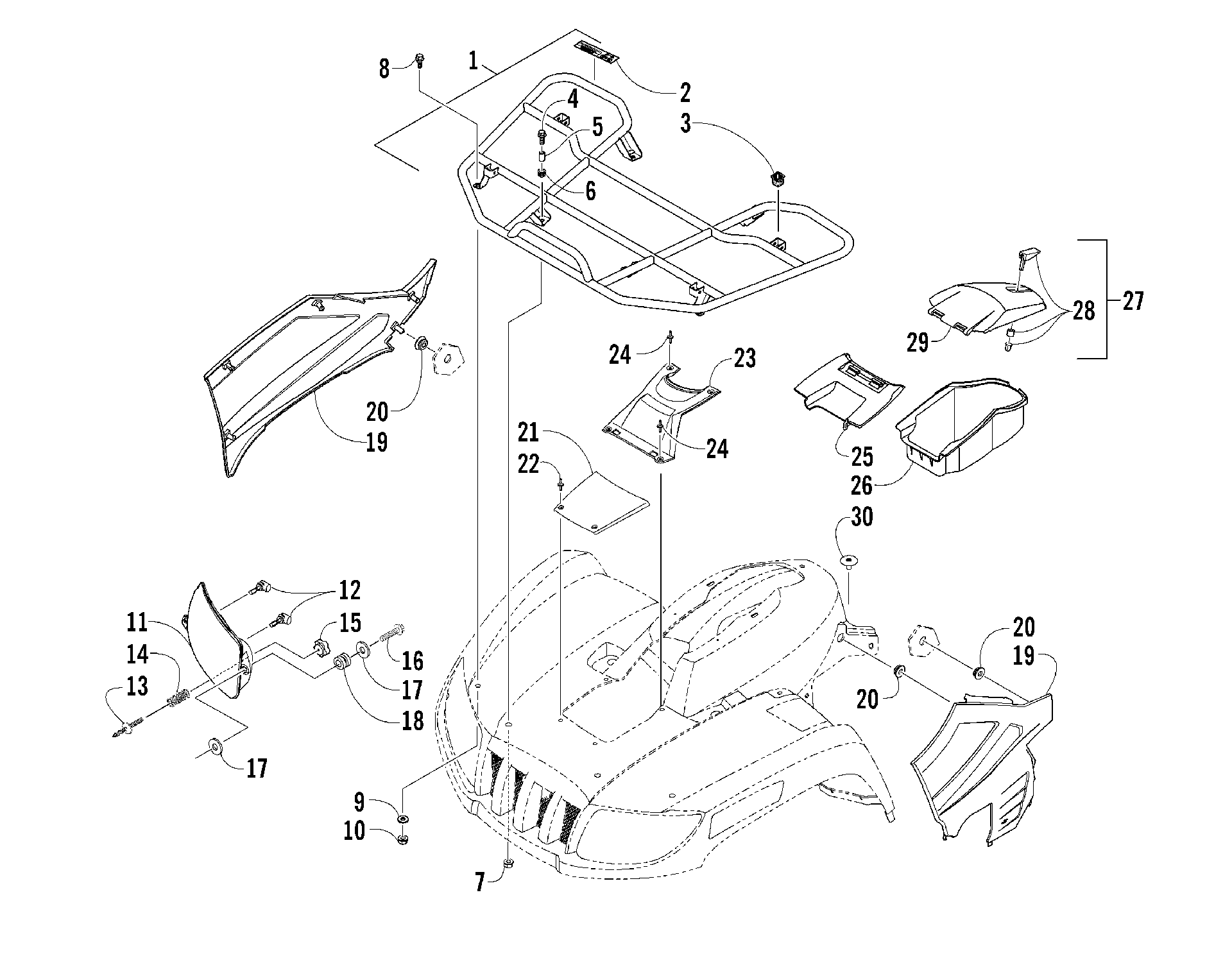 Передняя часть RACK AND HEADLIGHT ASSEMBLIES [87861]