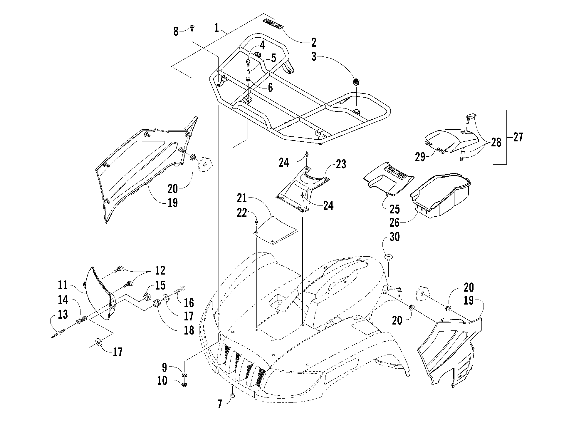 Передняя часть RACK AND HEADLIGHT ASSEMBLIES [87556]