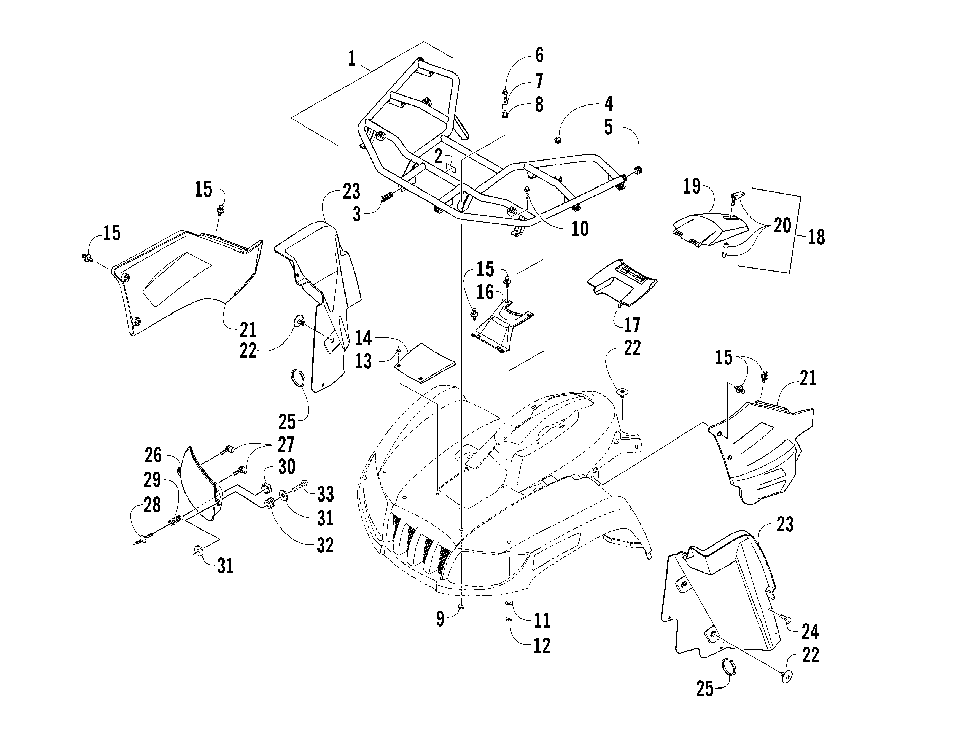 Передняя часть RACK AND HEADLIGHT ASSEMBLIES [87992]