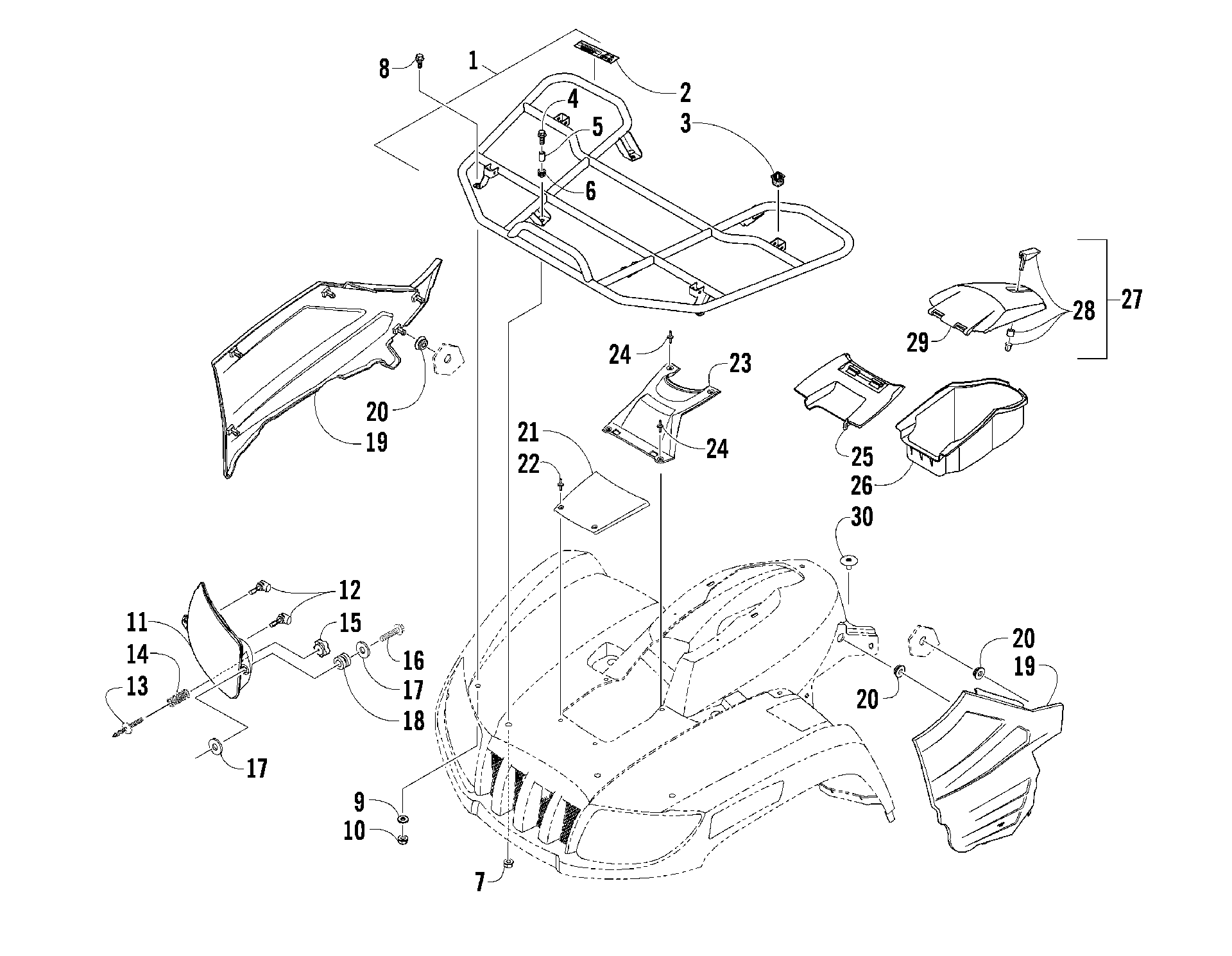 Передняя часть RACK AND HEADLIGHT ASSEMBLIES [88894]