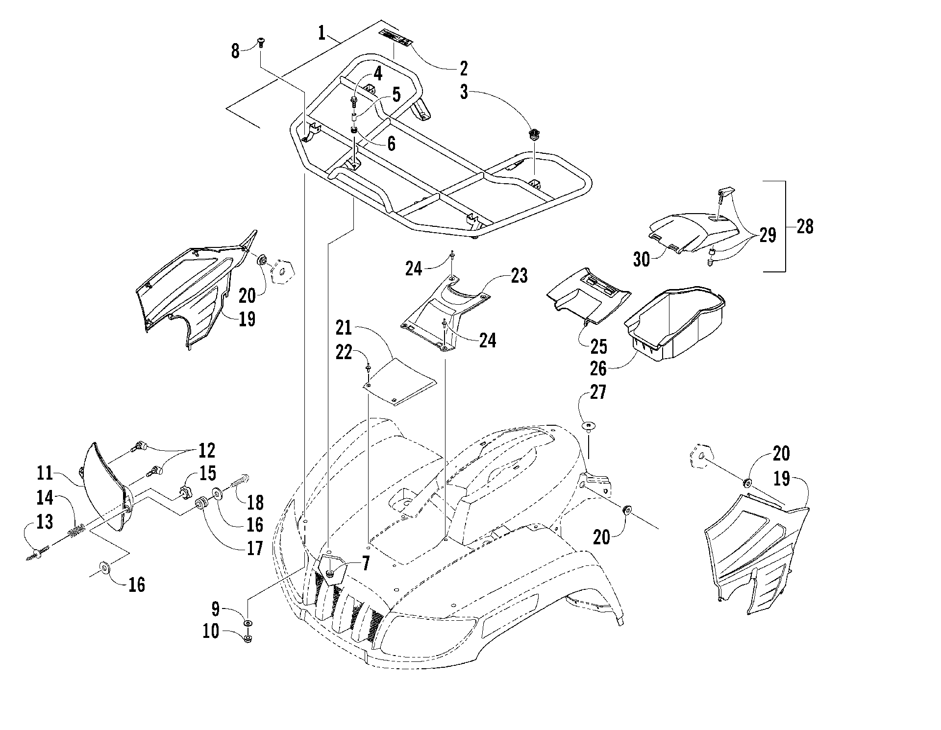 Передняя часть RACK AND HEADLIGHT ASSEMBLIES [87349]