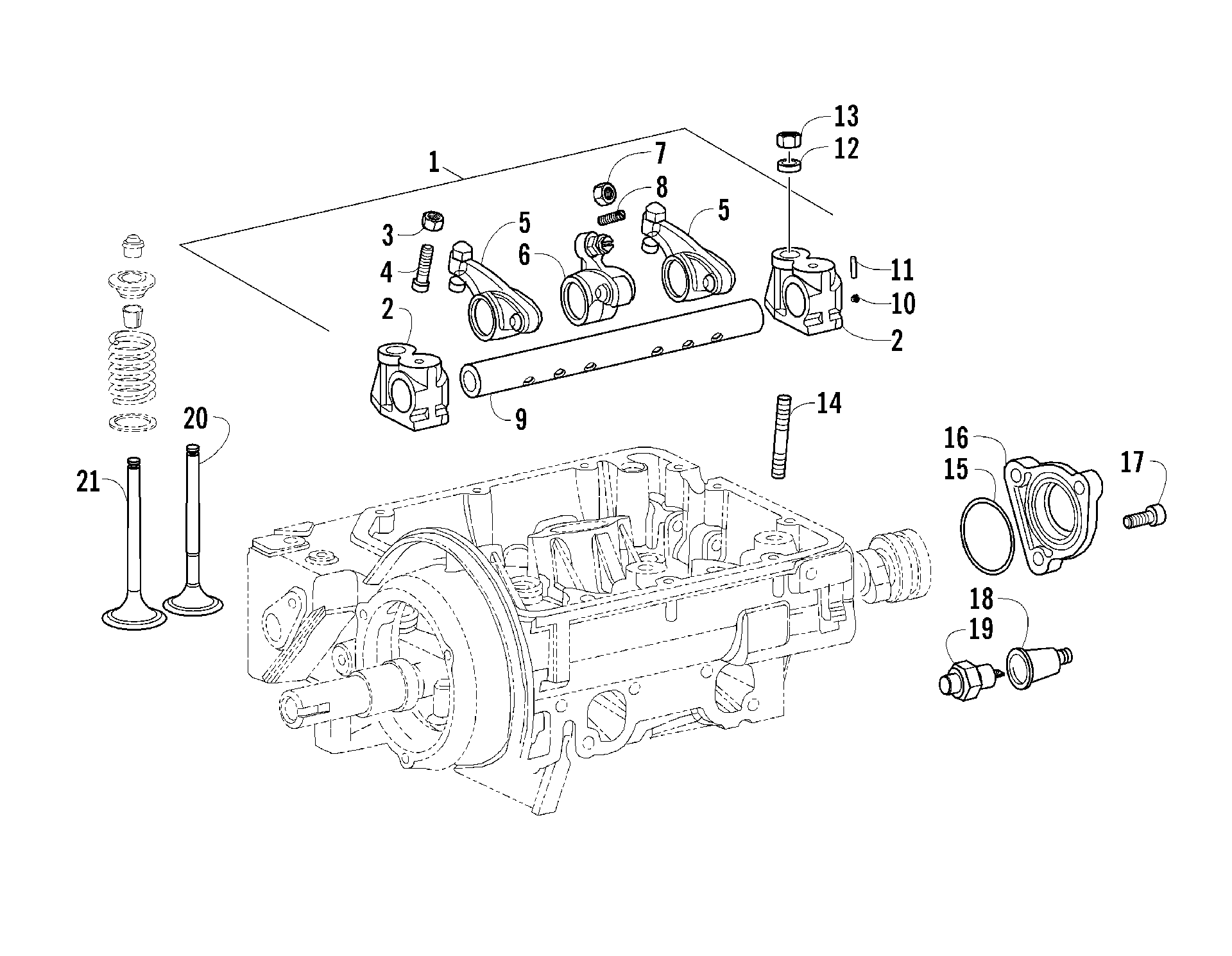 ROCKER ARM, VALVES, и масляный переключатель ASSEMBLIES [87148]