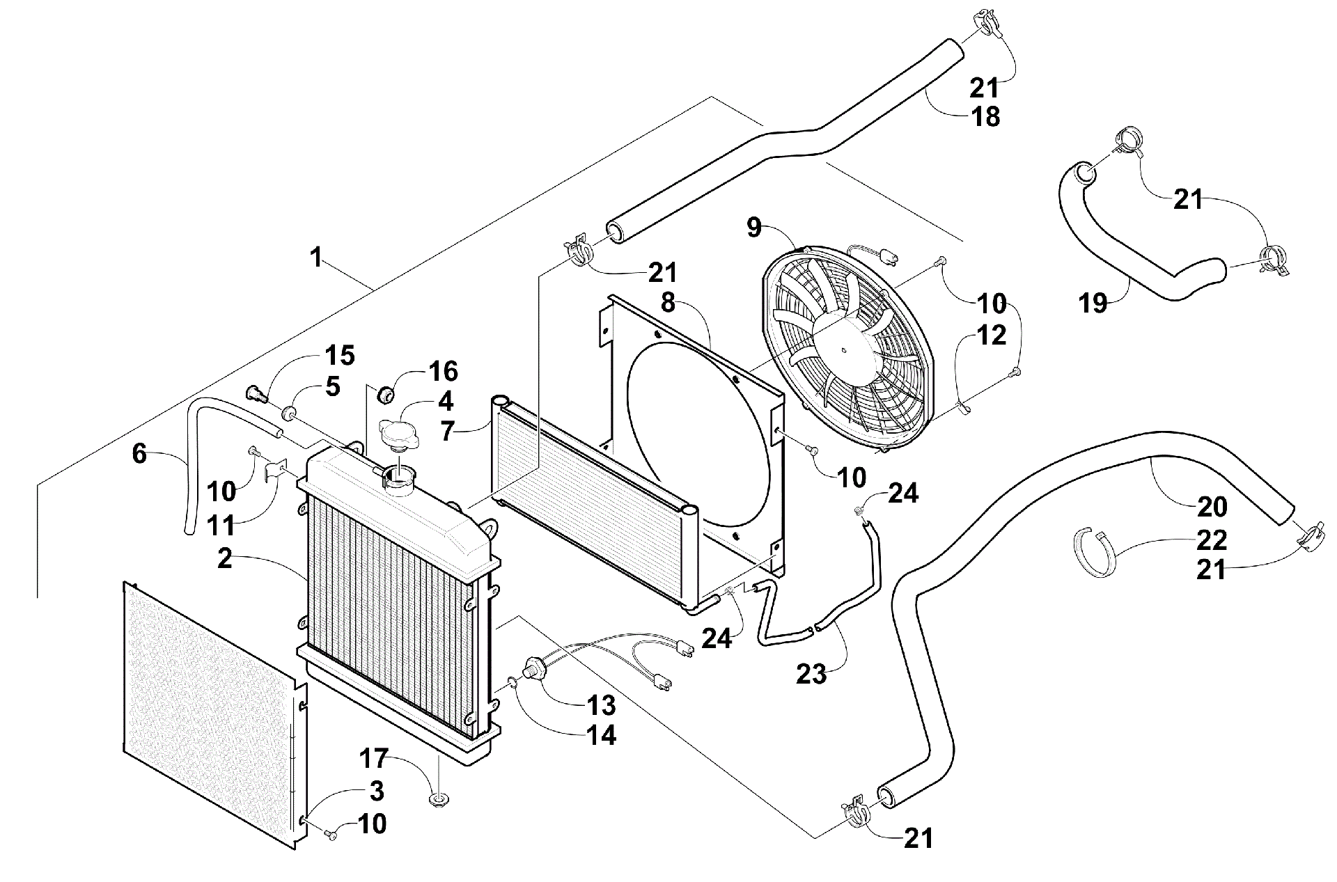 Система охлаждения ASSEMBLY (Up to VIN: 4UF07ATV17T236134) [87292]