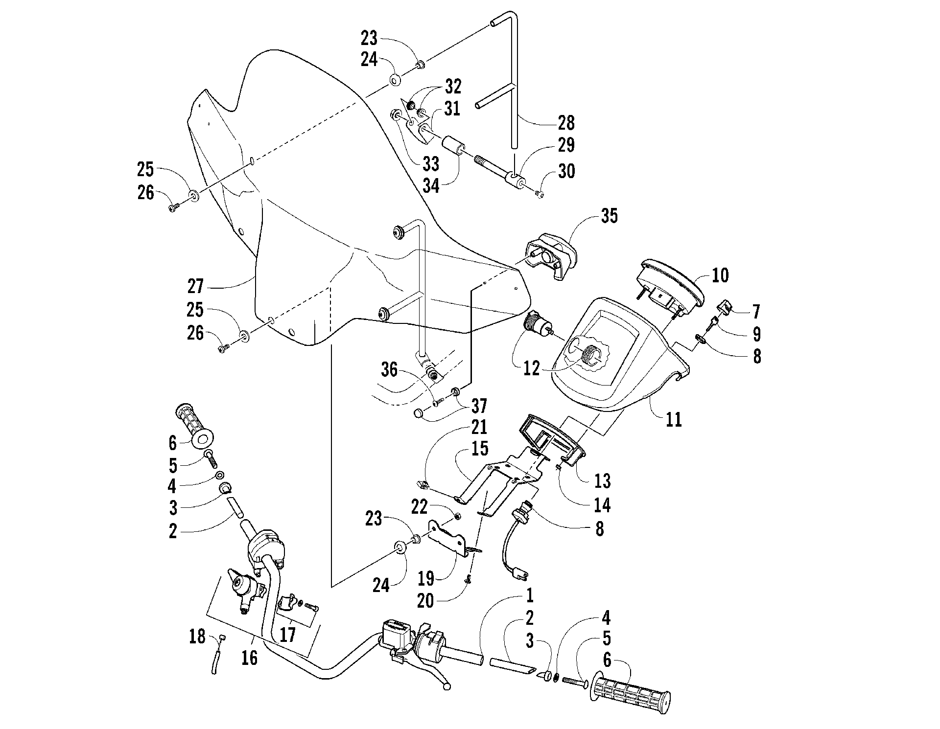 Руль AND WINDSHIELD ASSEMBLY [85875]