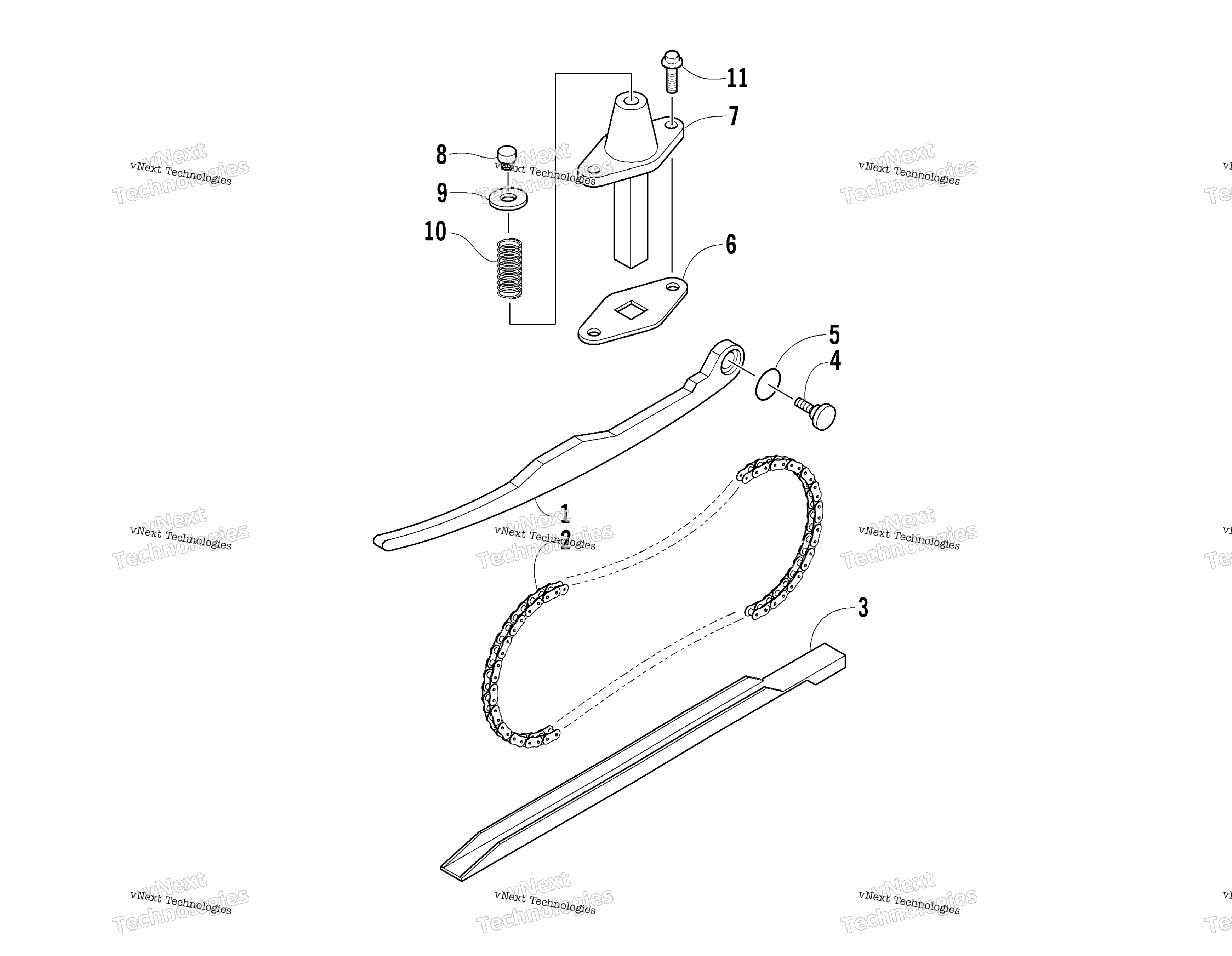 кулачок цепь и Tensioner узел