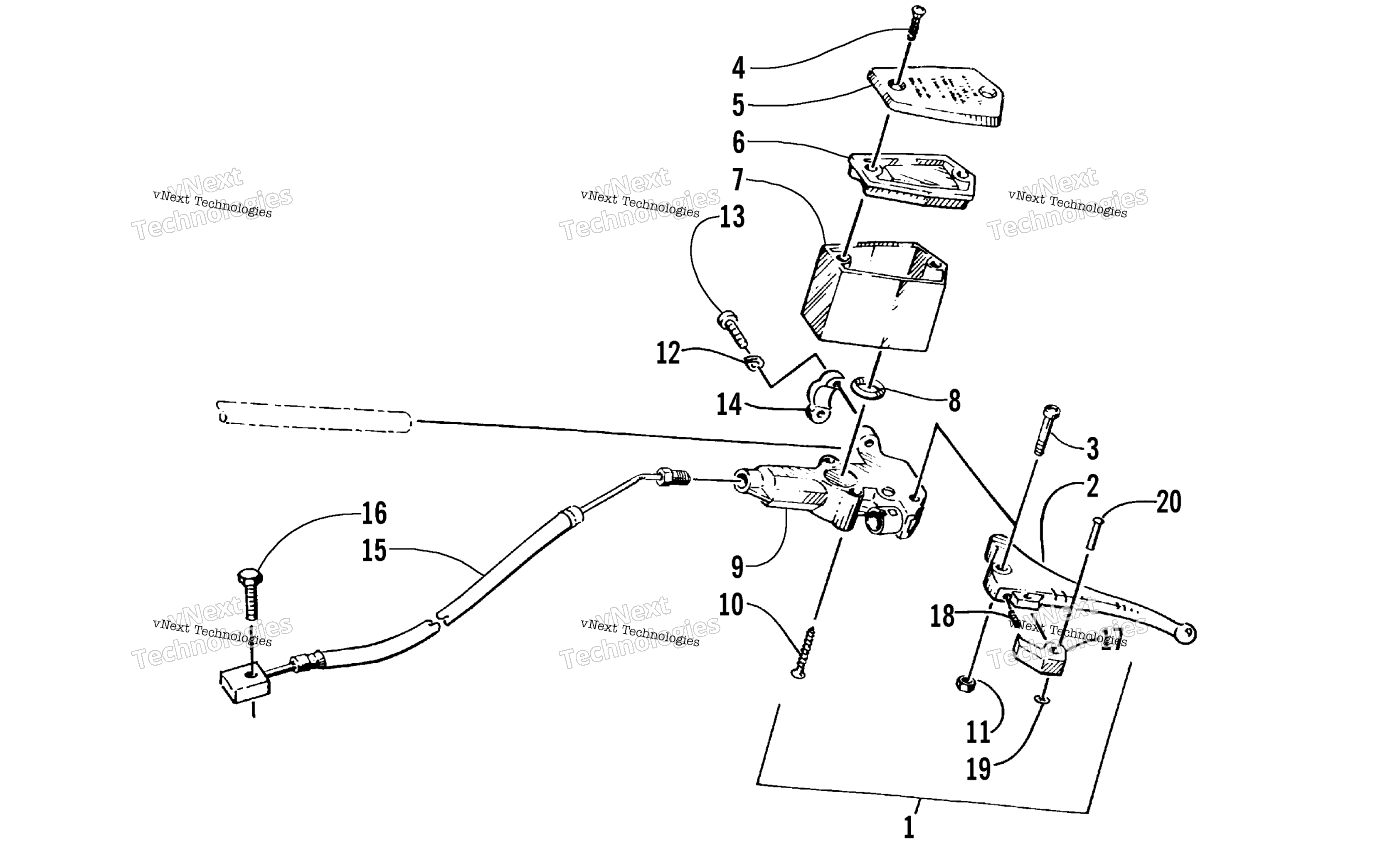 Hydraulic тормоз управление узел (Vin 320800 323999)