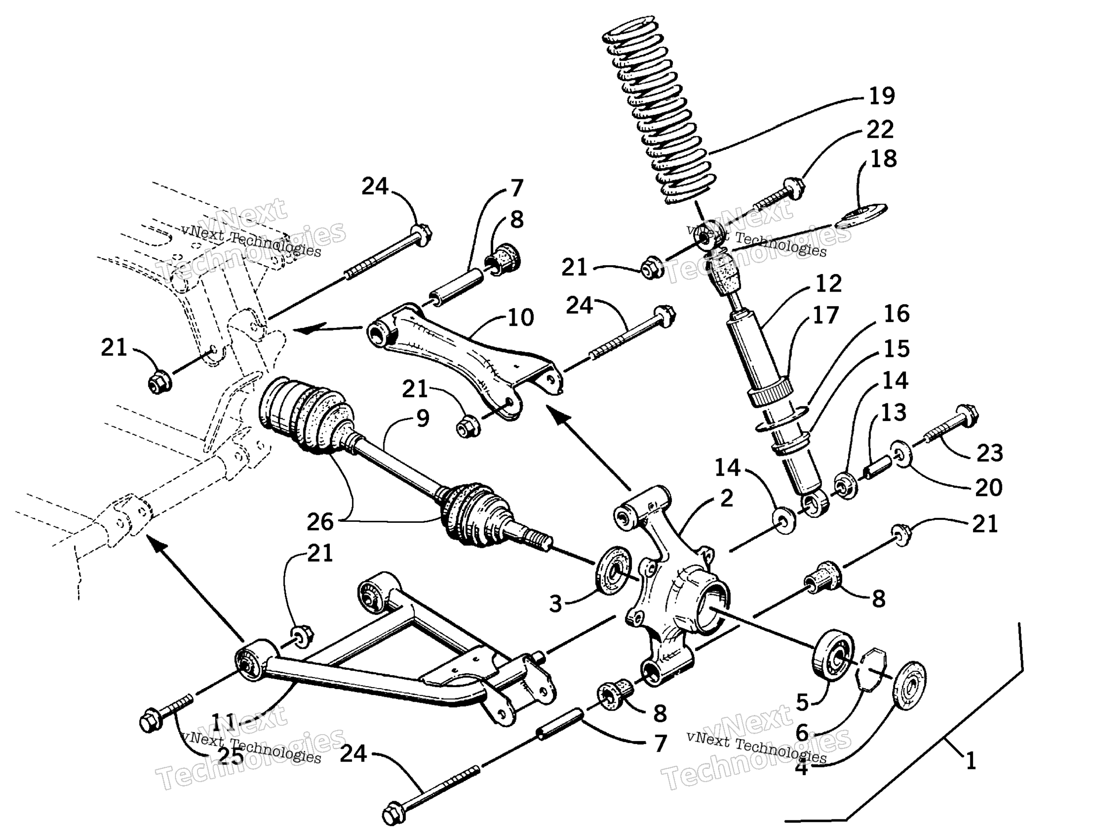 Задняя часть Suspension Assembly