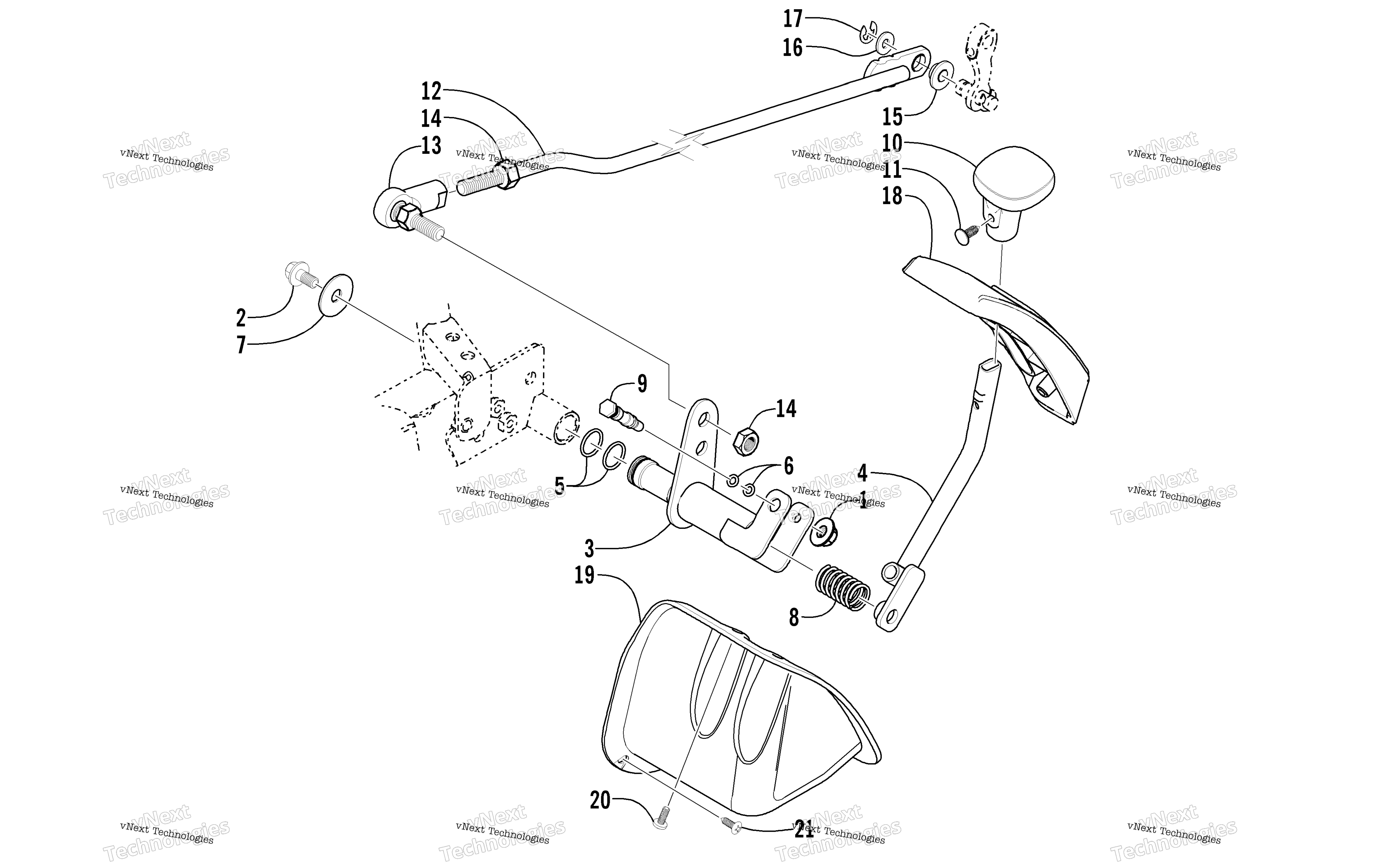Задняя передача SHIFT LEVER ASSEMBLY