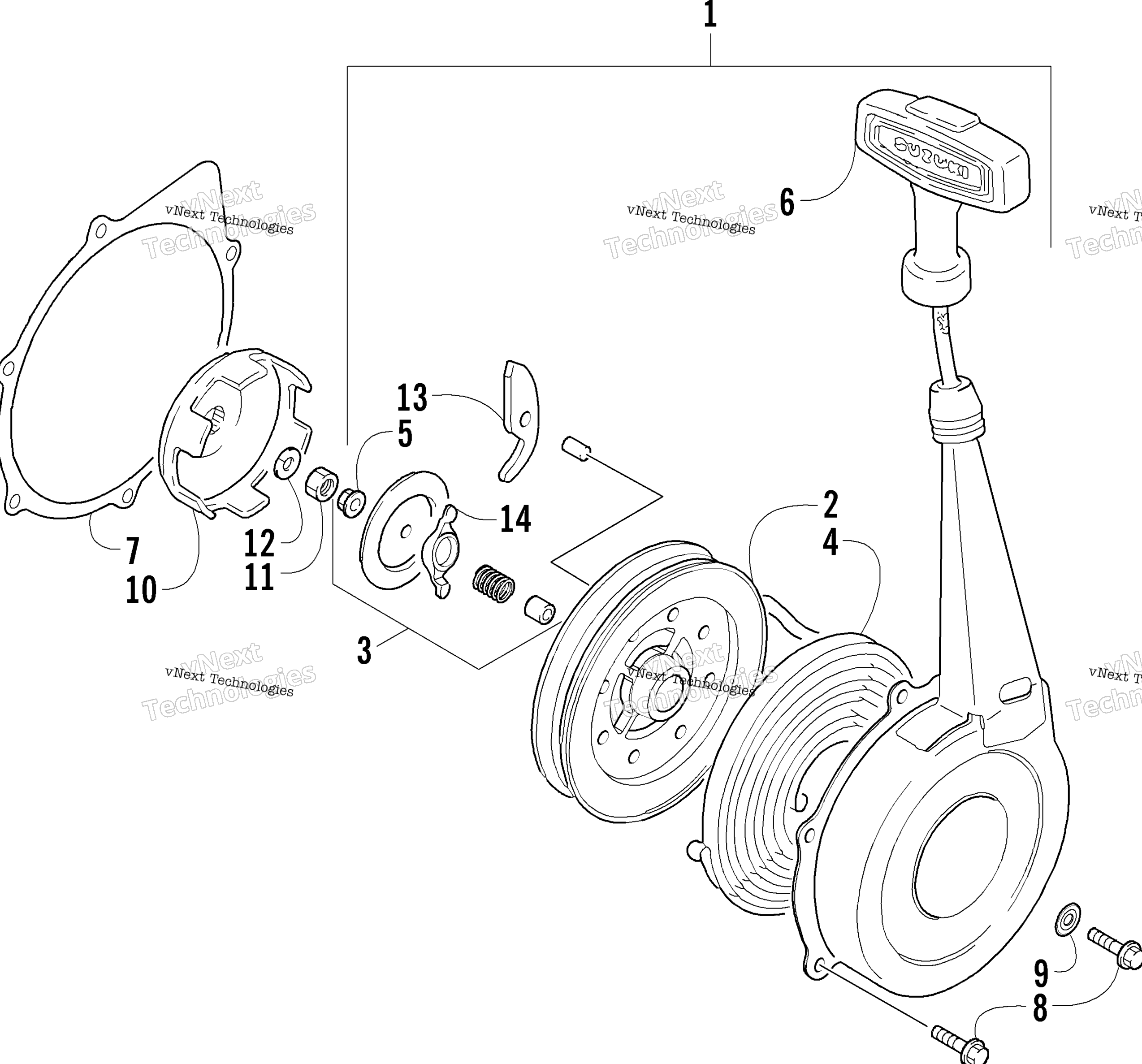 Ручной стартер Starter Assembly