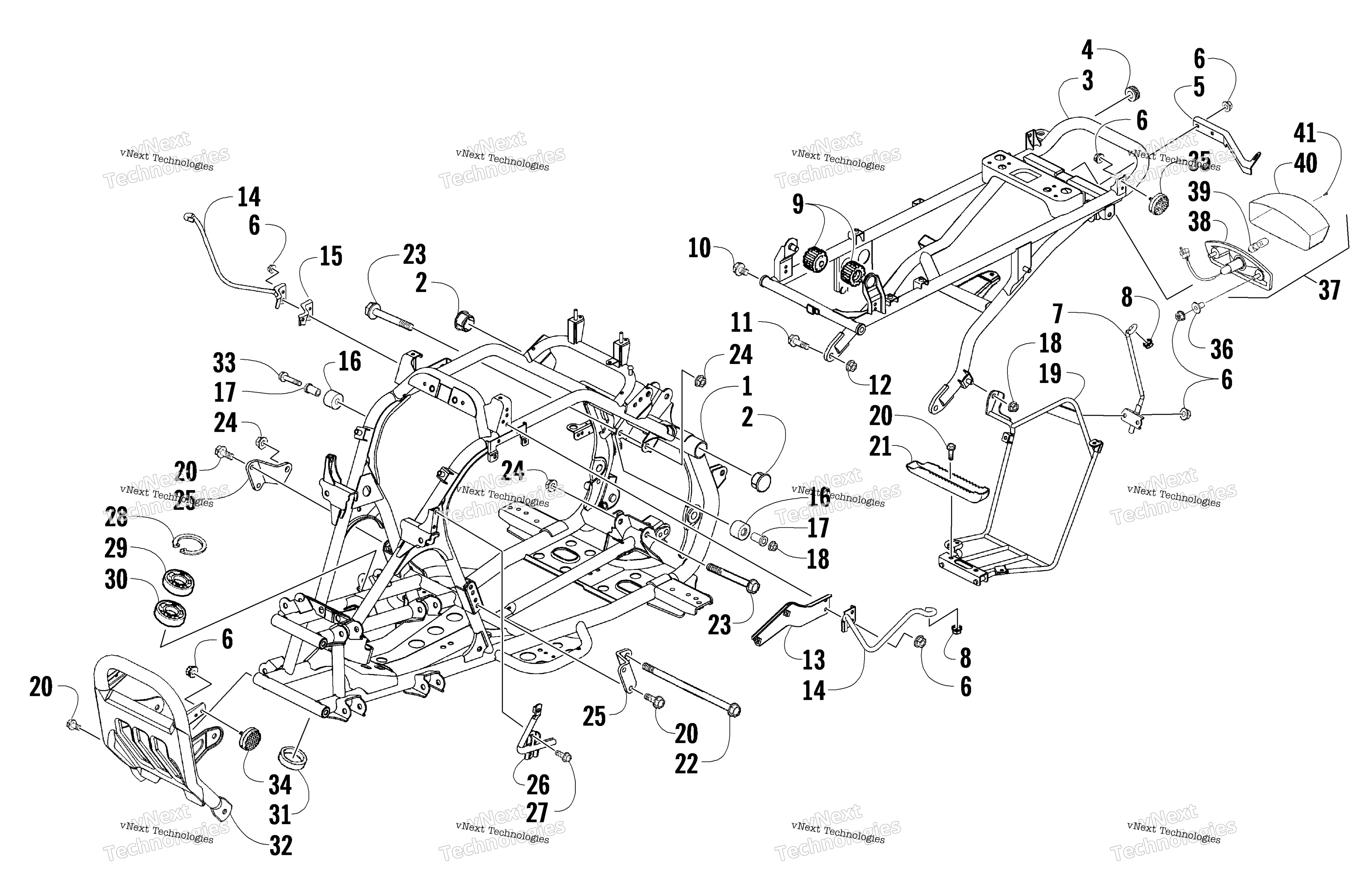 FRAME, TAILLIGHT, и RELATED PARTS узел