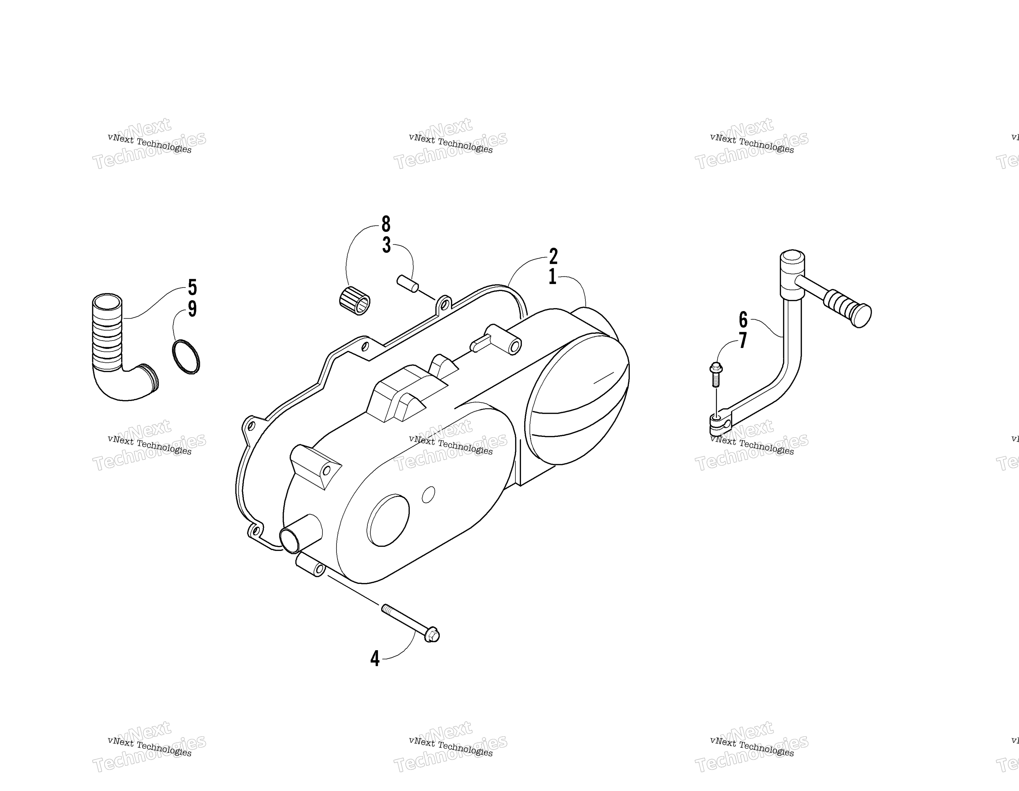 Left Crankcase крышка узел