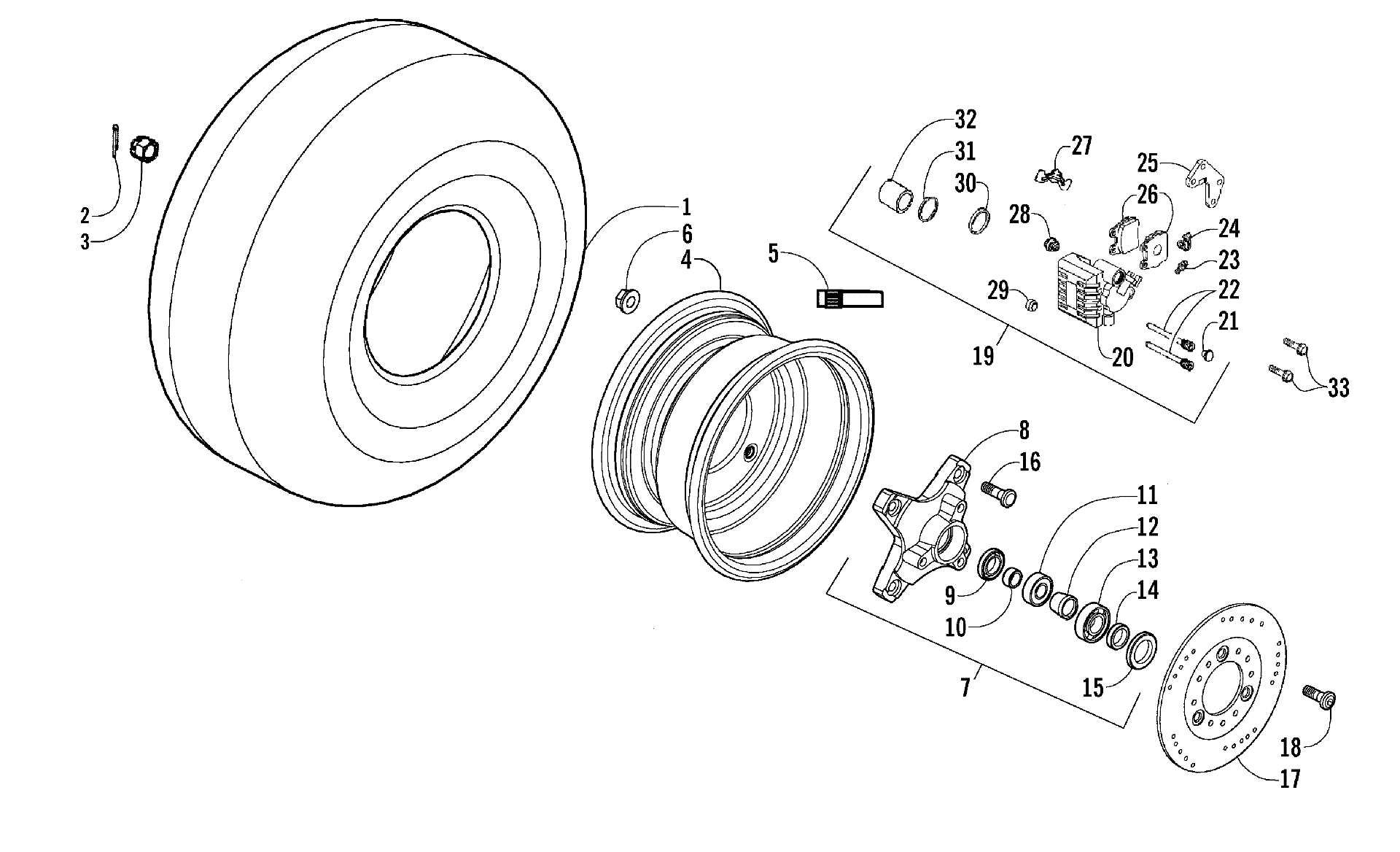 Передняя часть WHEELS AND BRAKE ASSEMBLY [94289]