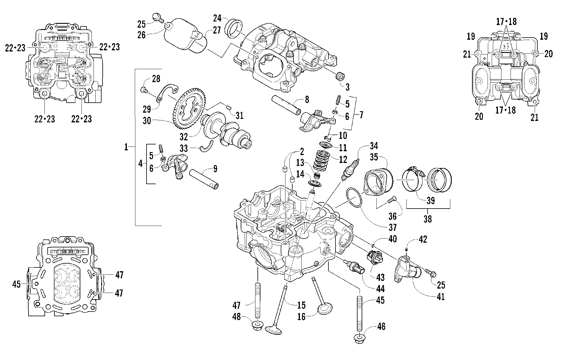 Головка блока цилиндров AND CAMSHAFT/VALVE ASSEMBLY [93972]
