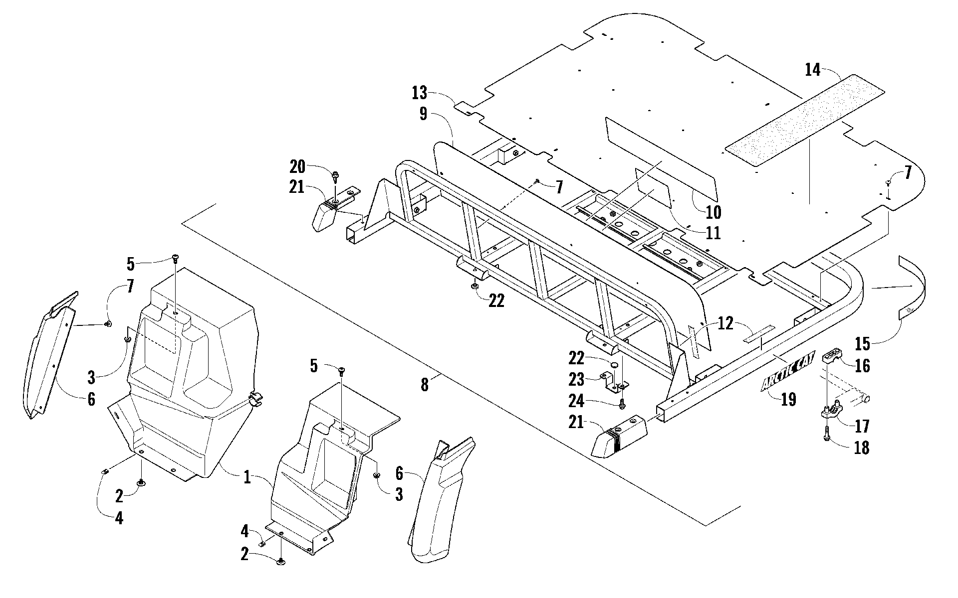задний кузов панель и FLATBED узел [90674]