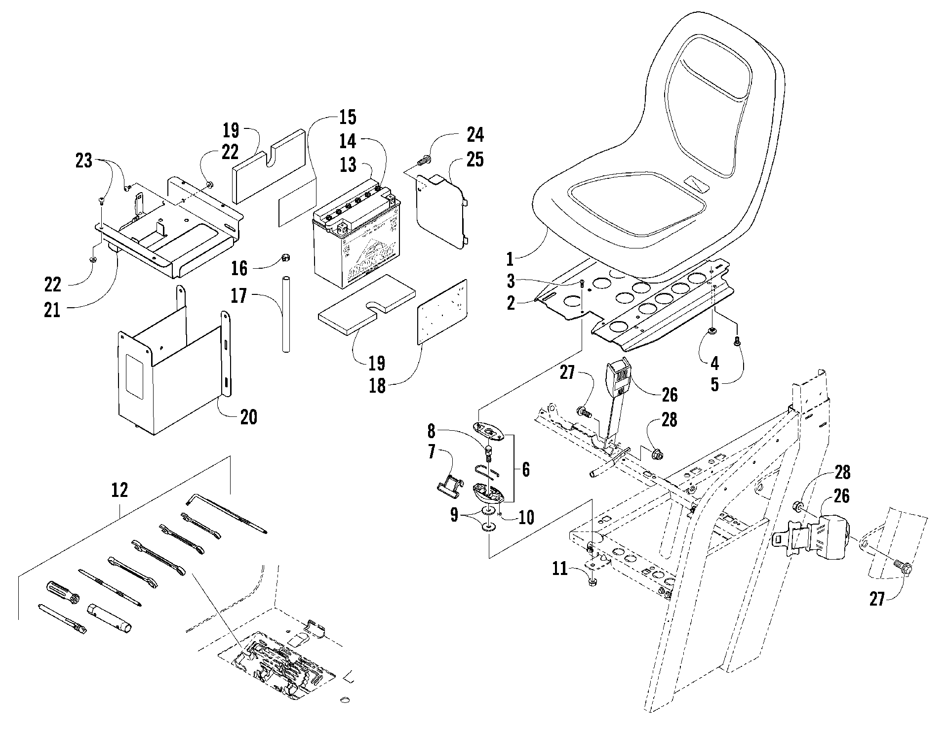 SEAT, BATTERY, и инструмент комплект узел [89053]