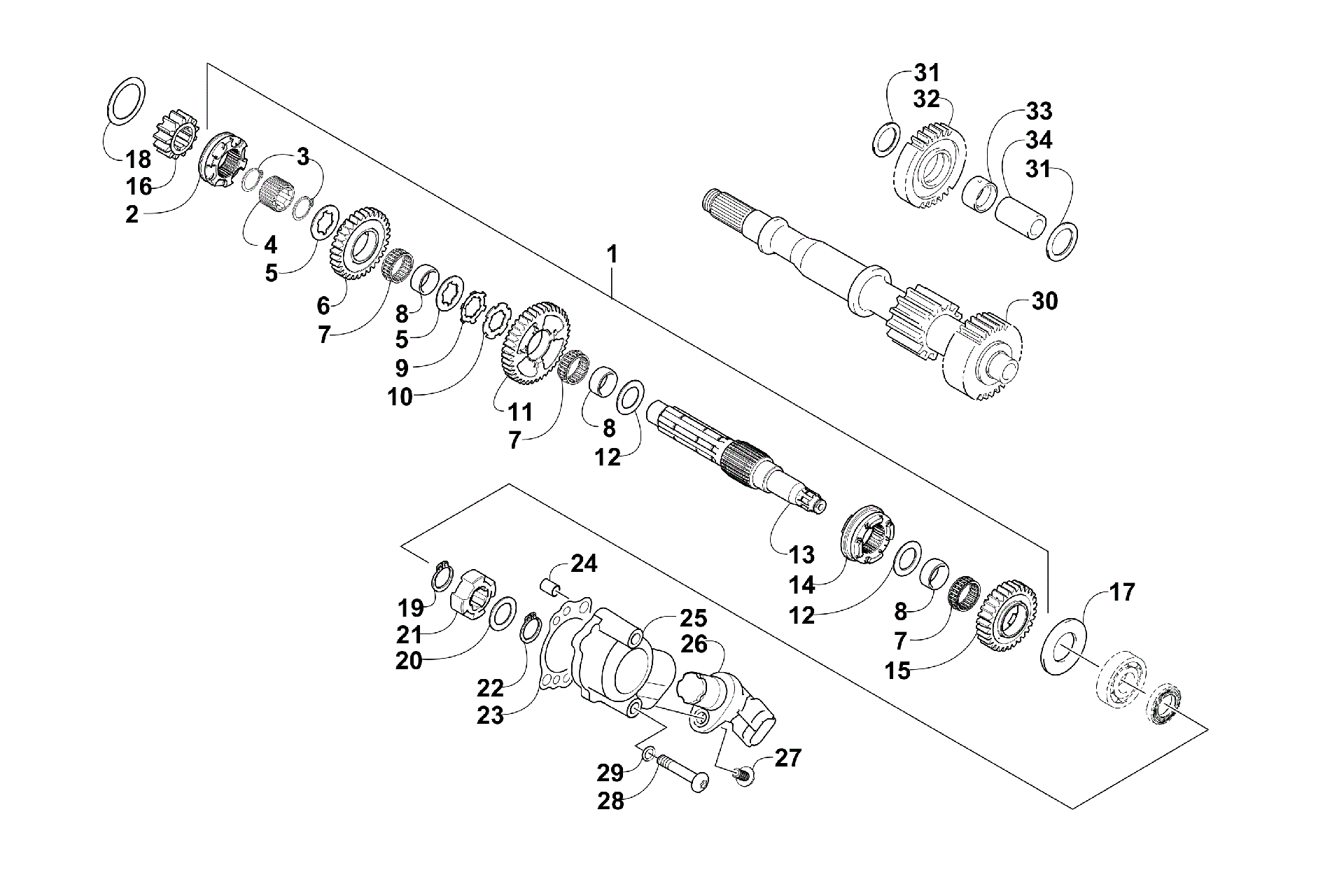 Узел вторичной передачи (ENGINE SERIAL NO. 0700A70010050 and Up) [300868]