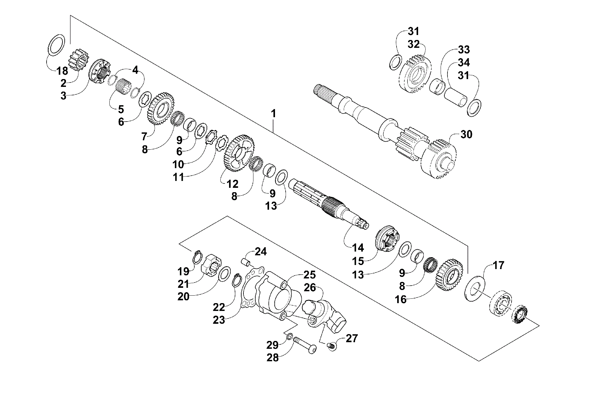 Узел вторичной передачи (ENGINE SERIAL NO. UP TO 0700A60010049) [90743]