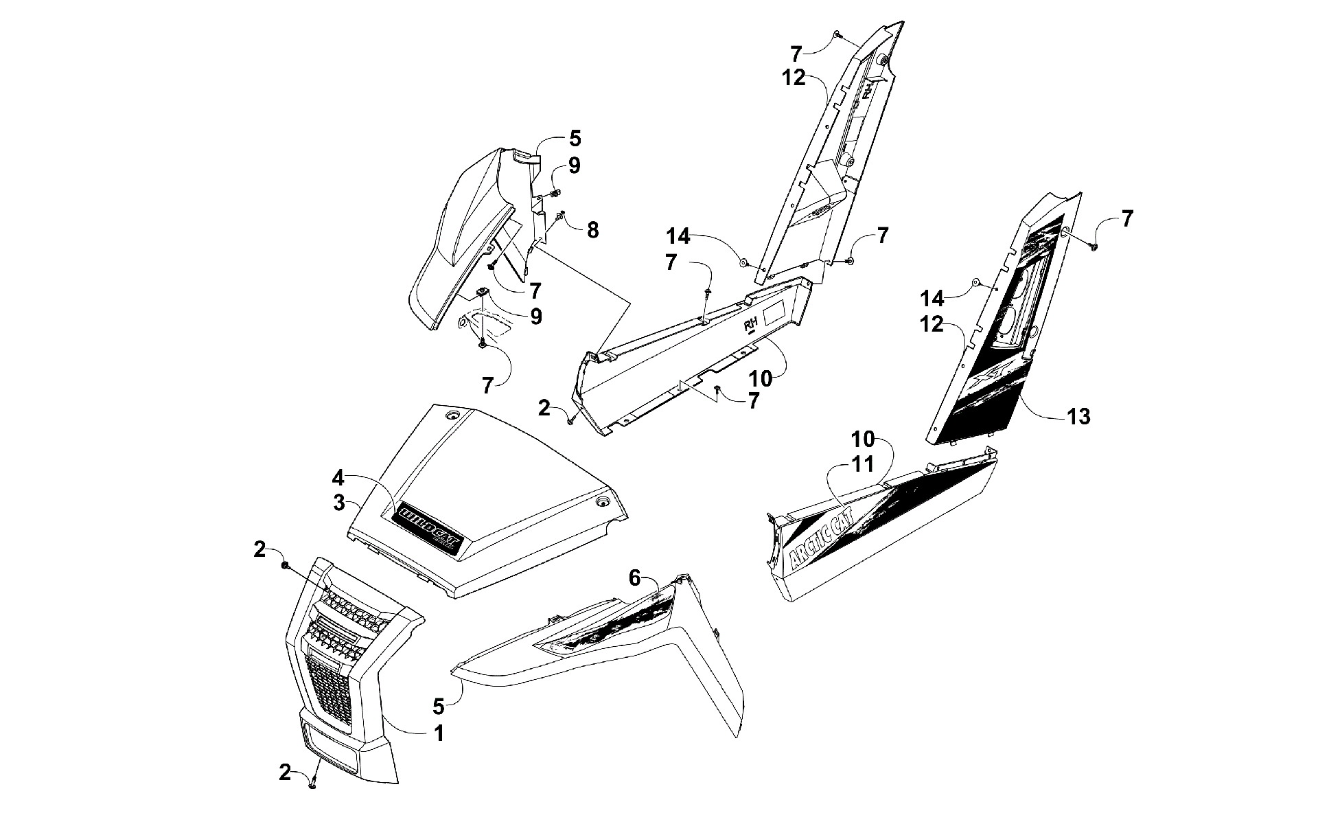Передняя часть AND SIDE PANEL ASSEMBLIES [300040]
