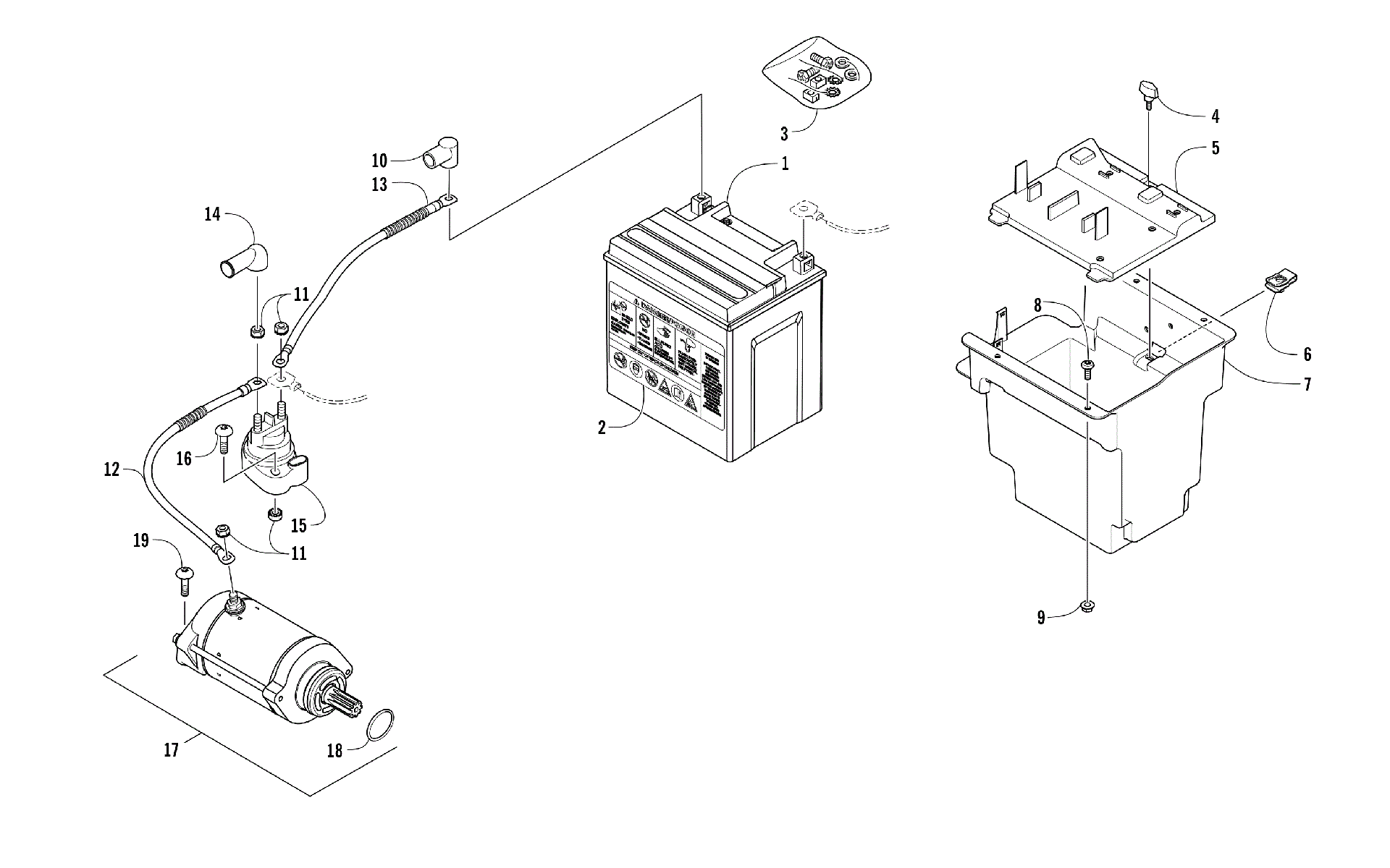 Аккумулятор AND STARTER MOTOR ASSEMBLY (SER. #  302247 AND ABOVE) [301410]