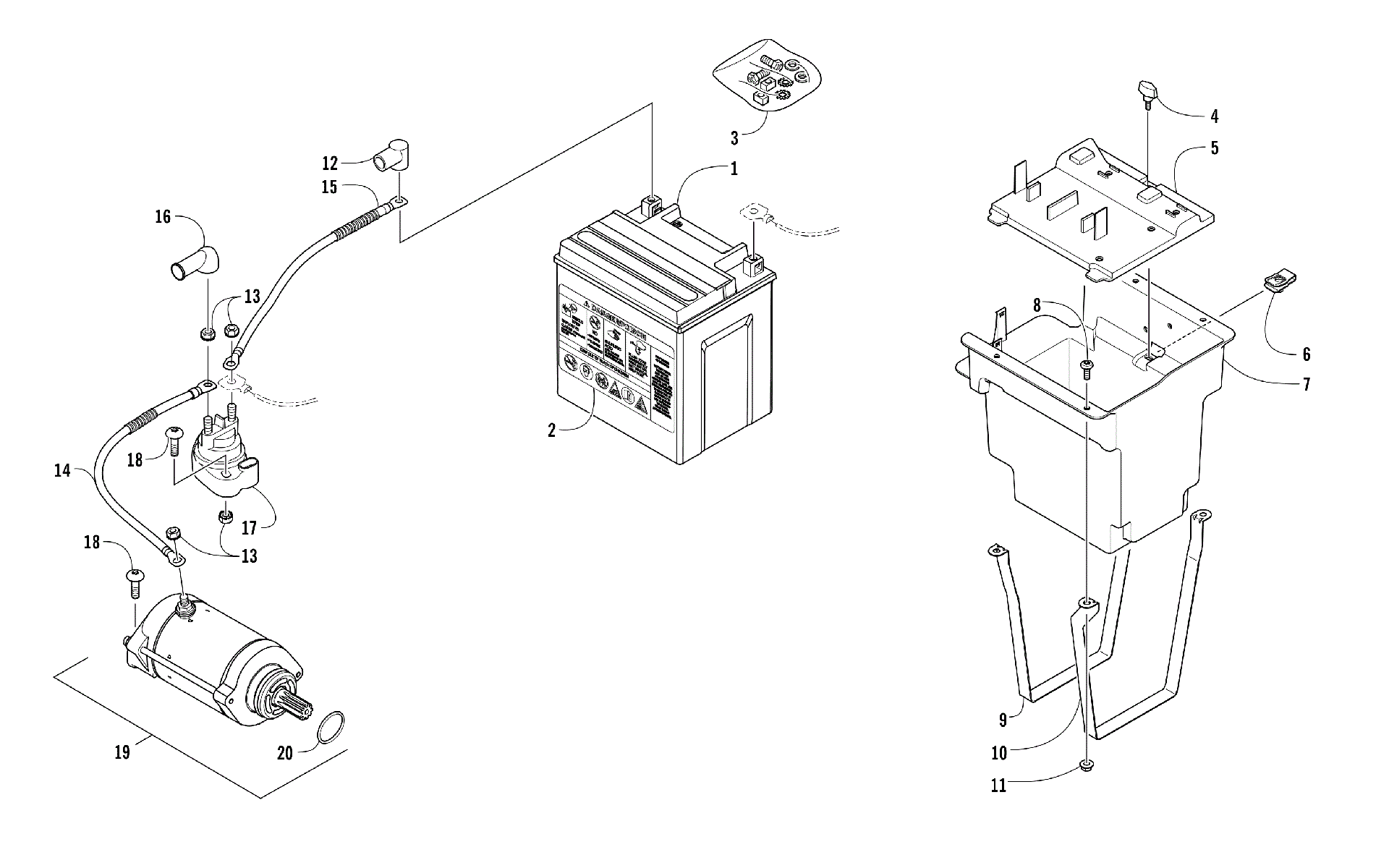 Аккумулятор AND STARTER MOTOR ASSEMBLY (SER. #  302246 AND BELOW) [300984]