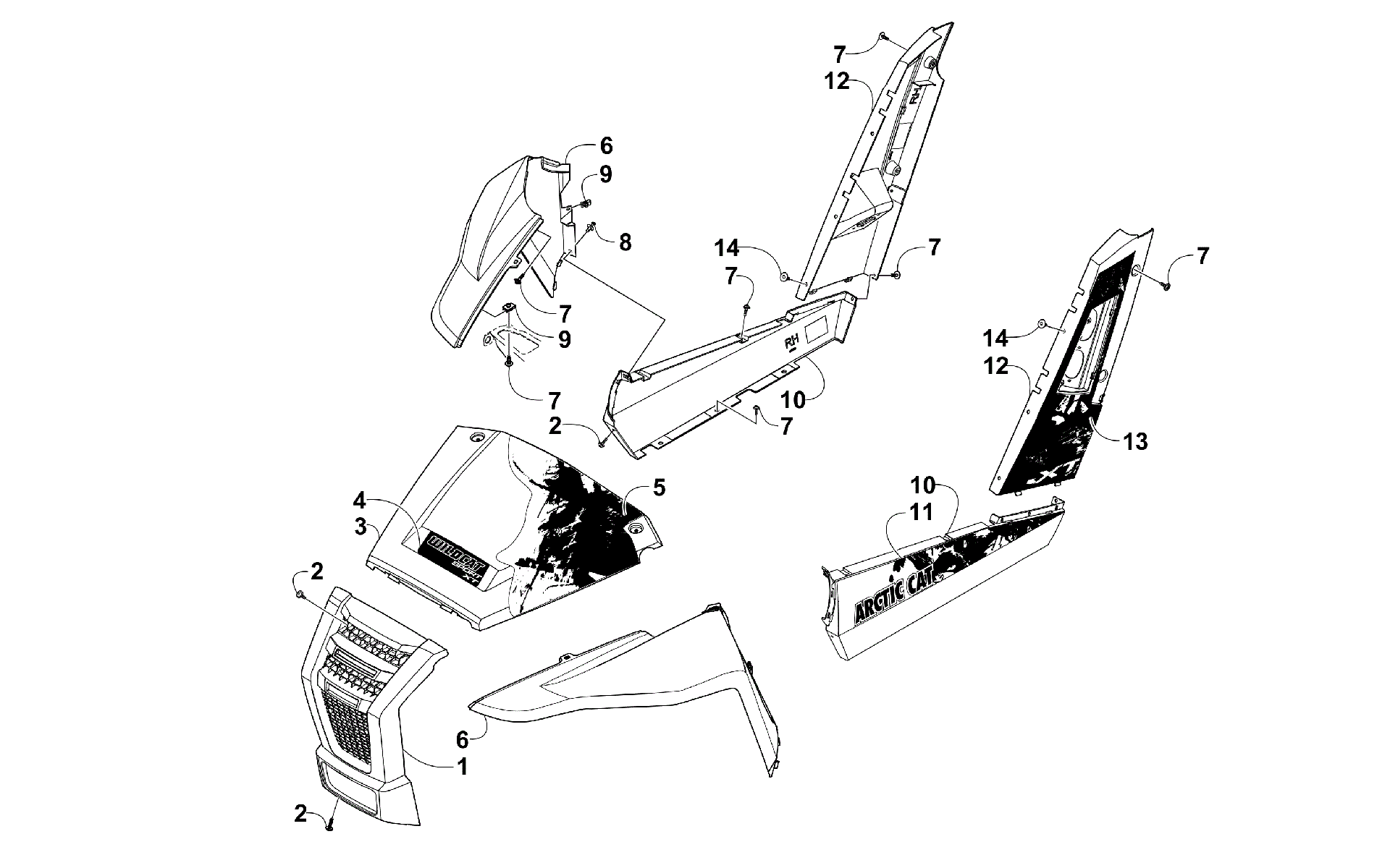 Передняя часть AND SIDE PANEL ASSEMBLIES [300391]