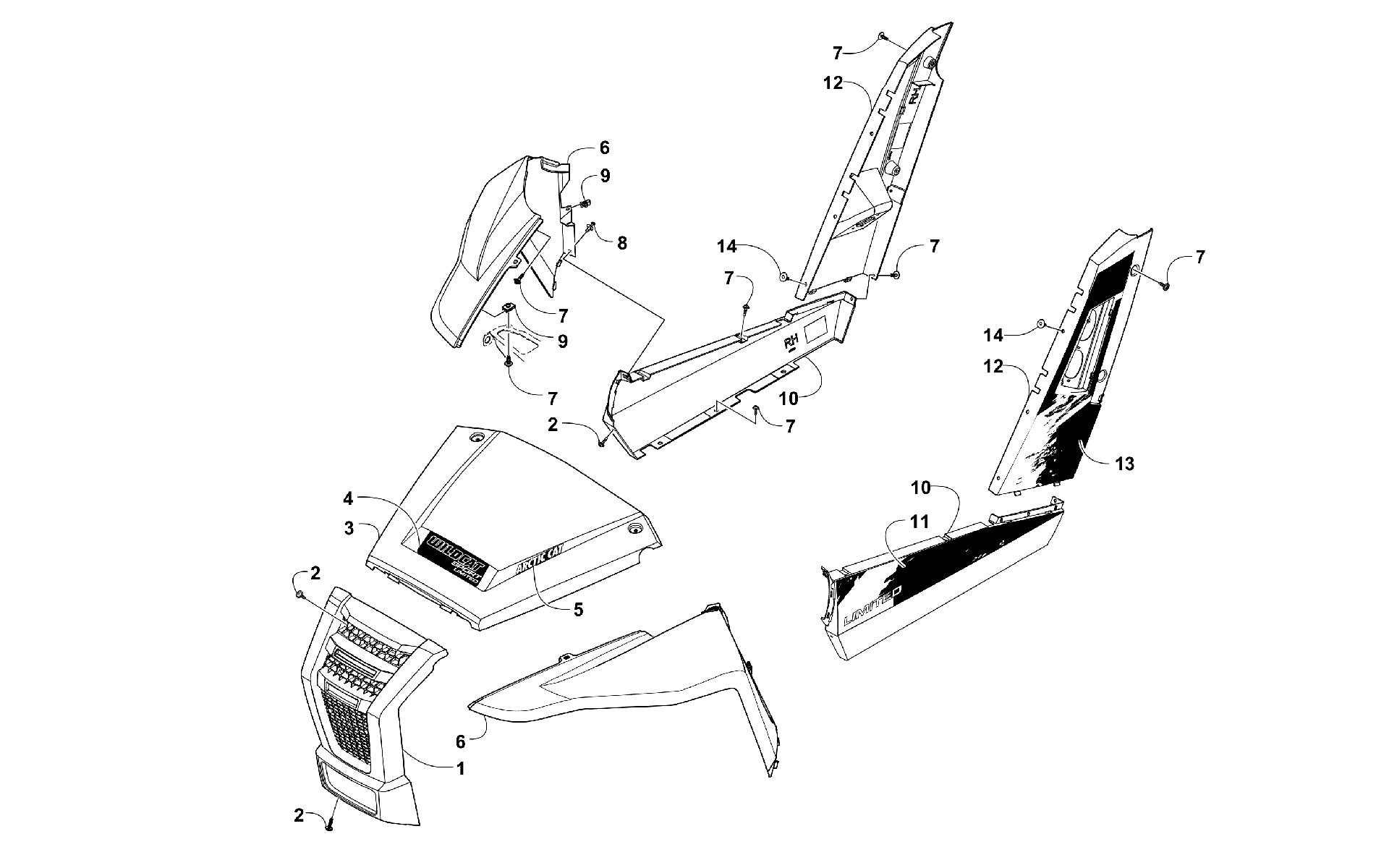 Передняя часть AND SIDE PANEL ASSEMBLIES [301089]