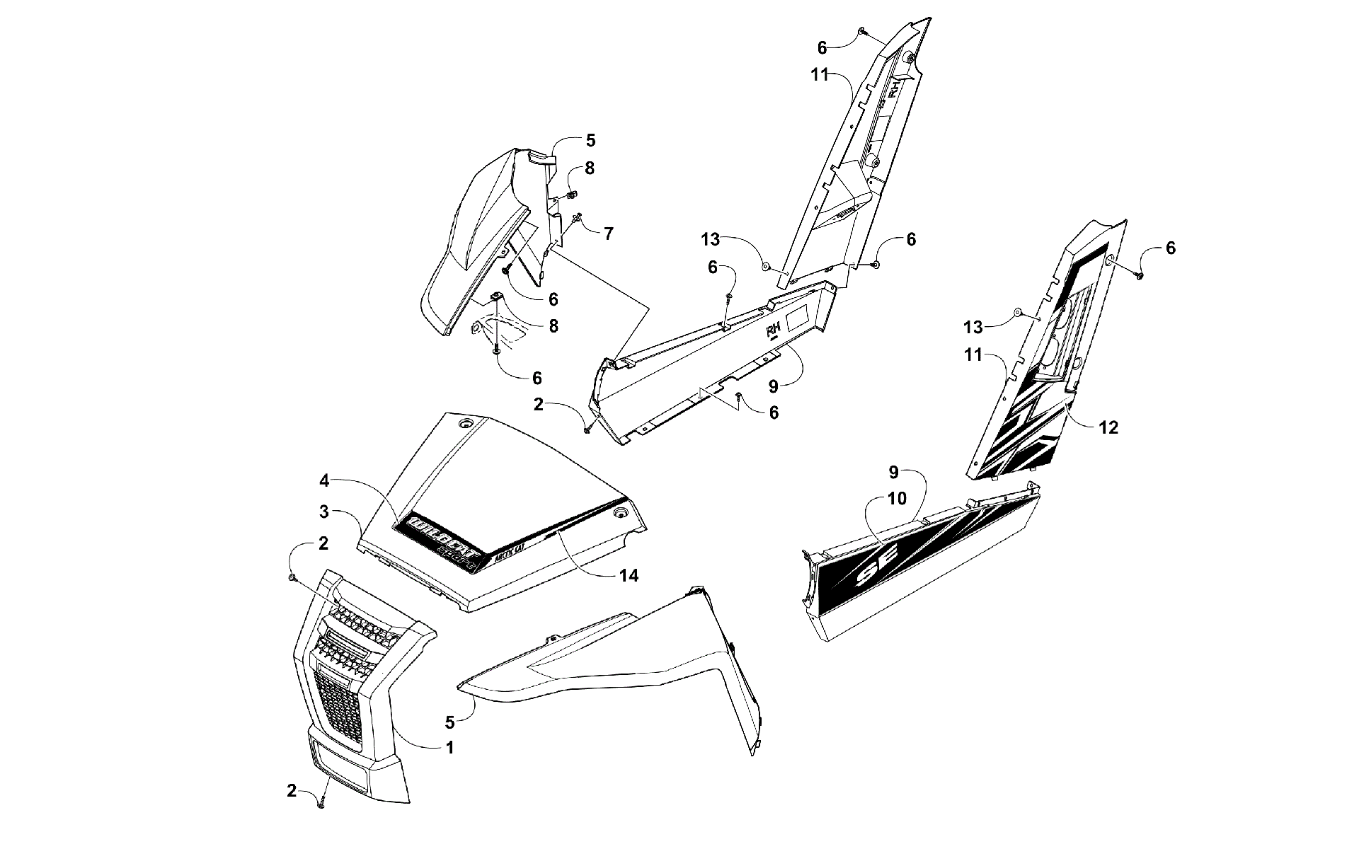 Передняя часть AND SIDE PANEL ASSEMBLIES [302072]