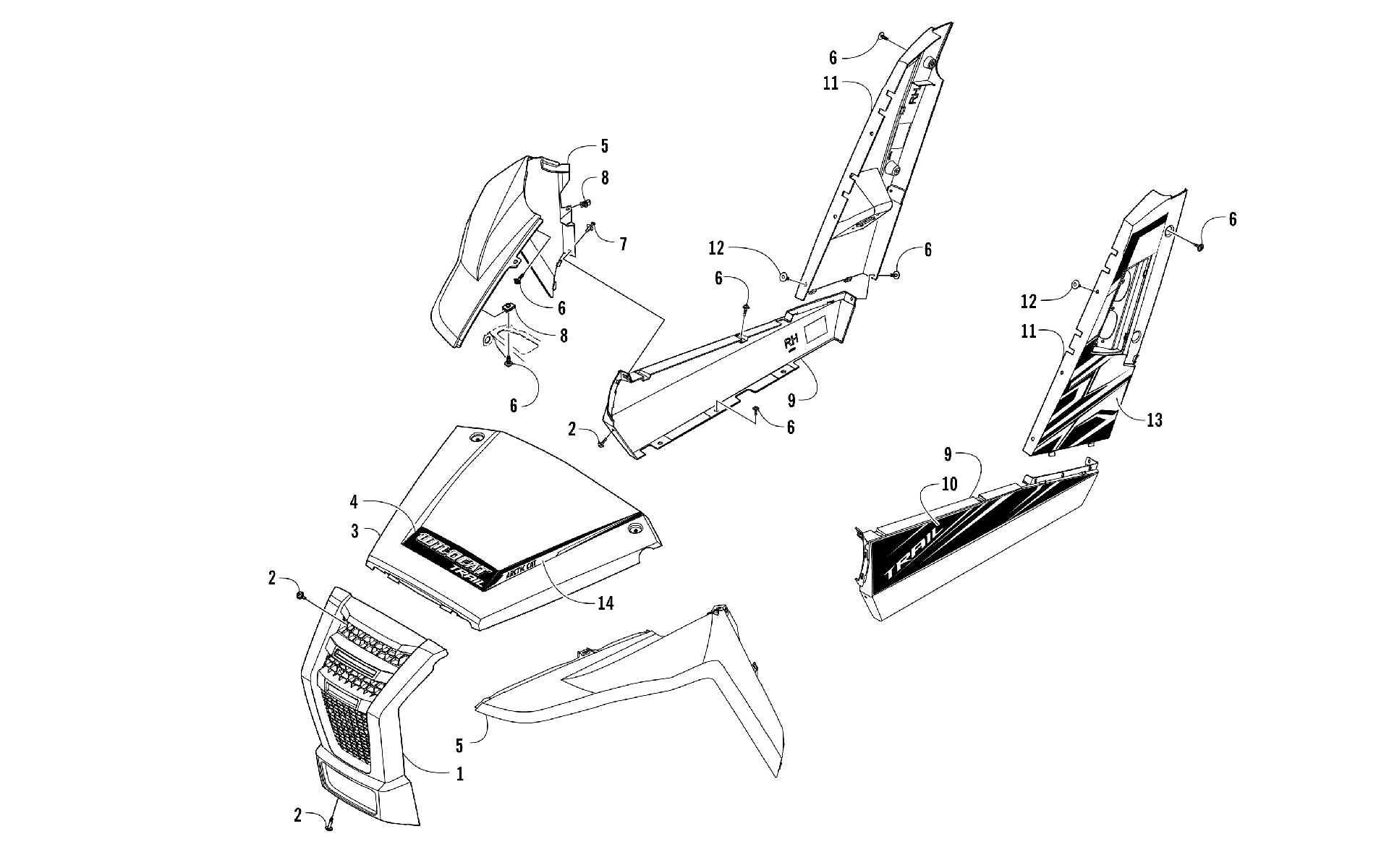 Передняя часть AND SIDE PANEL ASSEMBLIES [301814]