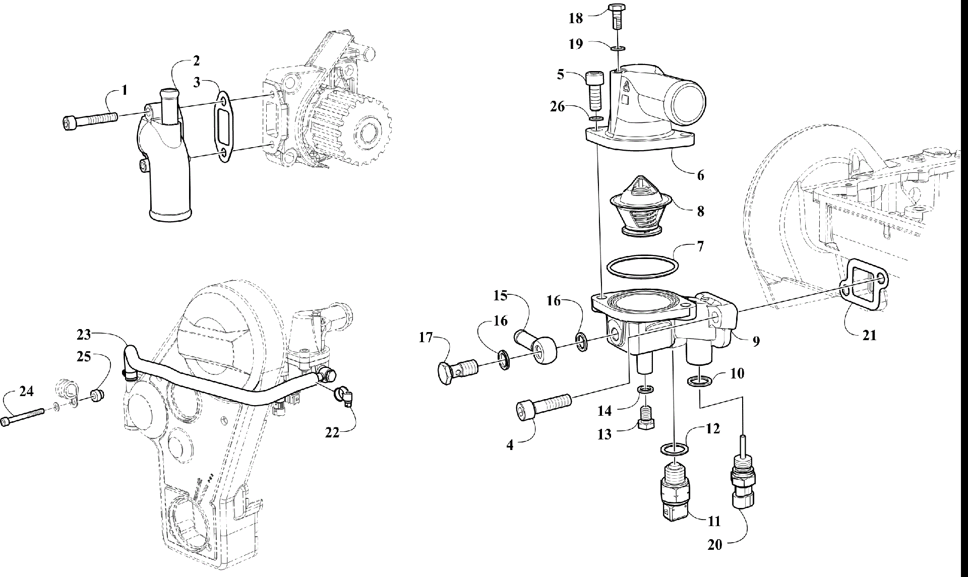 Система охлаждения INLET FLANGE/THERMOSTAT/HOSES FOR WATER COOLER [303106]
