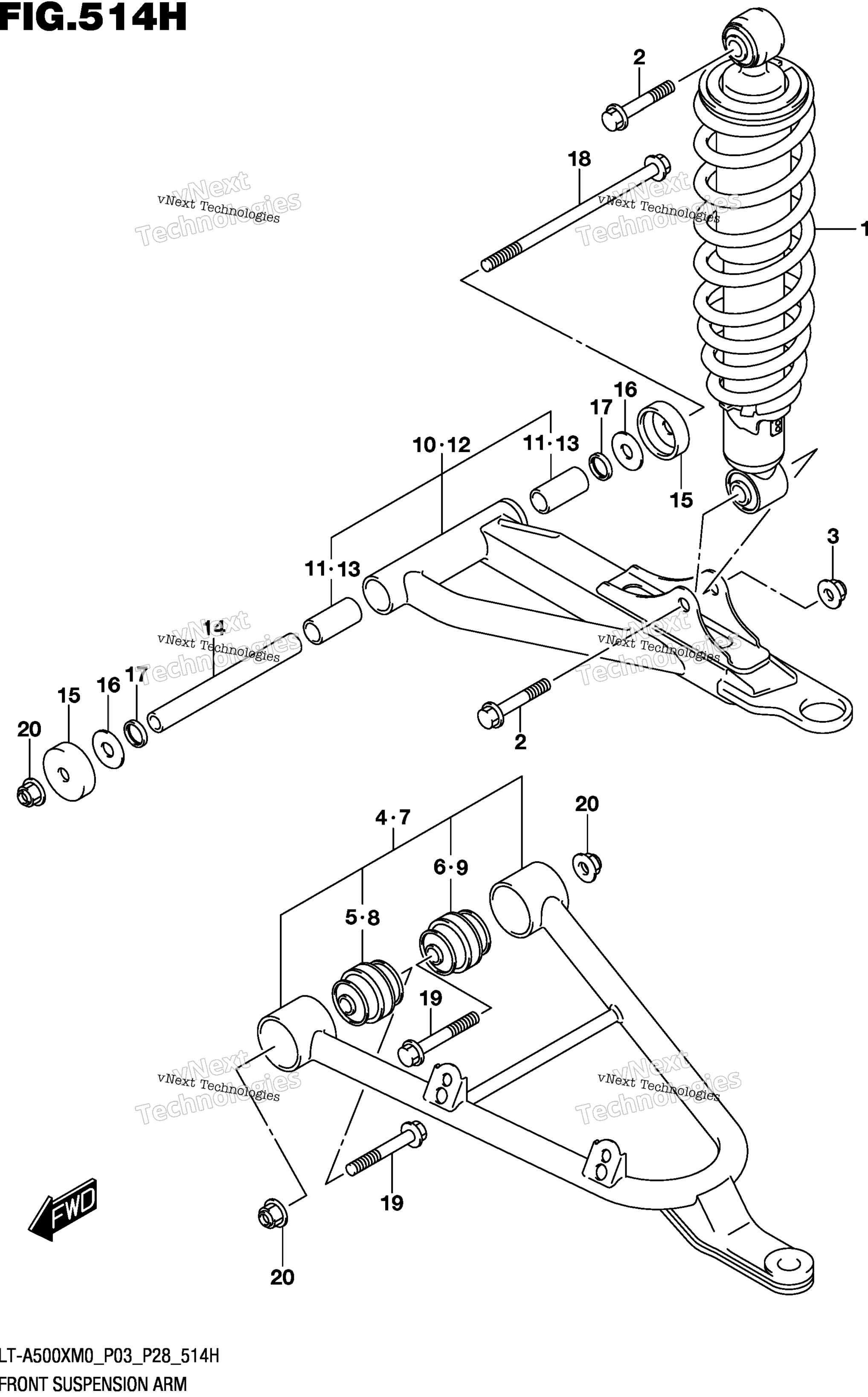 Передняя часть Suspension Arm (Lt-A500xpzm0 P28)