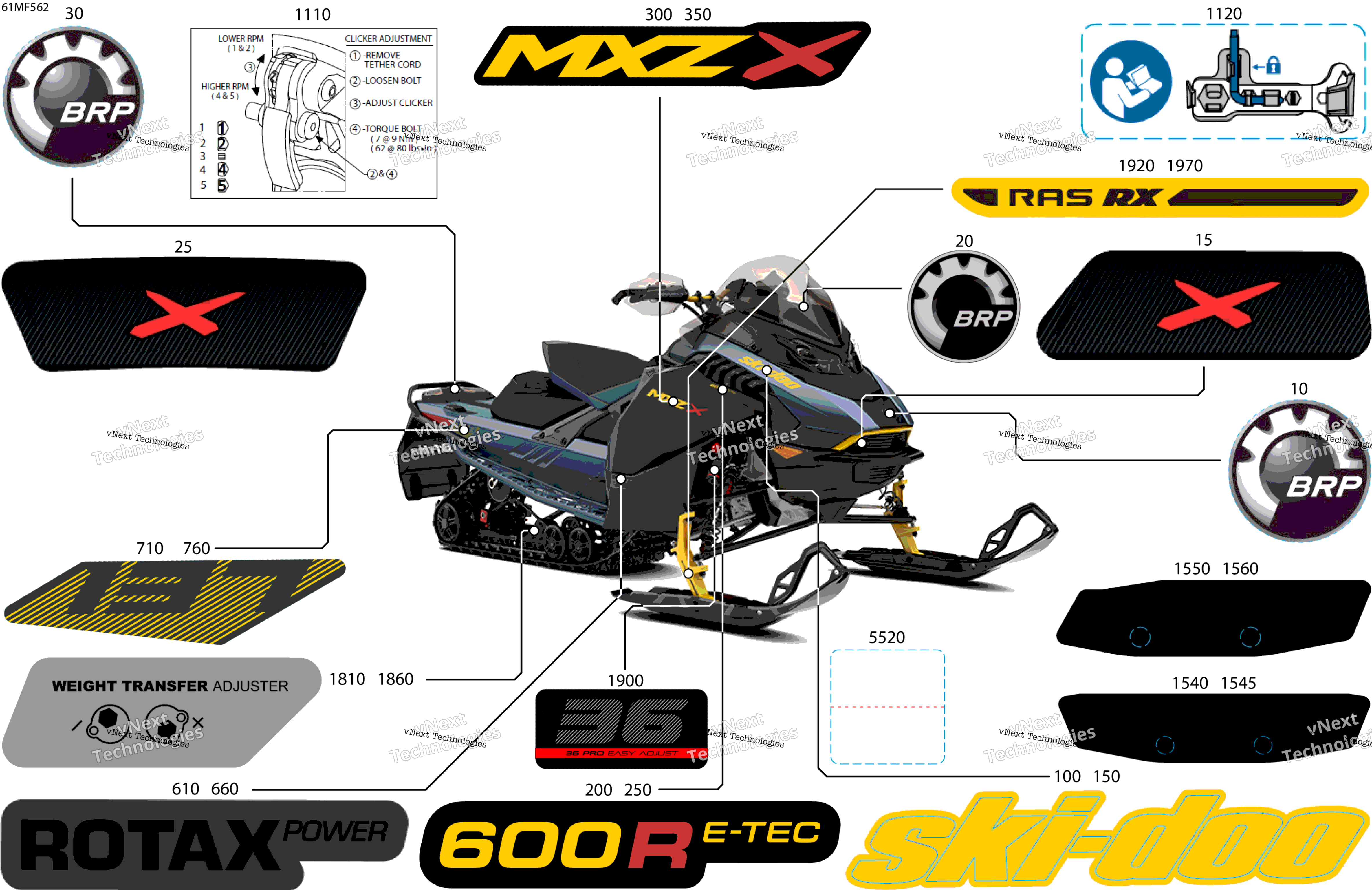 2026 MXZ - X - 600R E -TEC - UVTE - Mineral Blue - 15X137X1.25RS Track