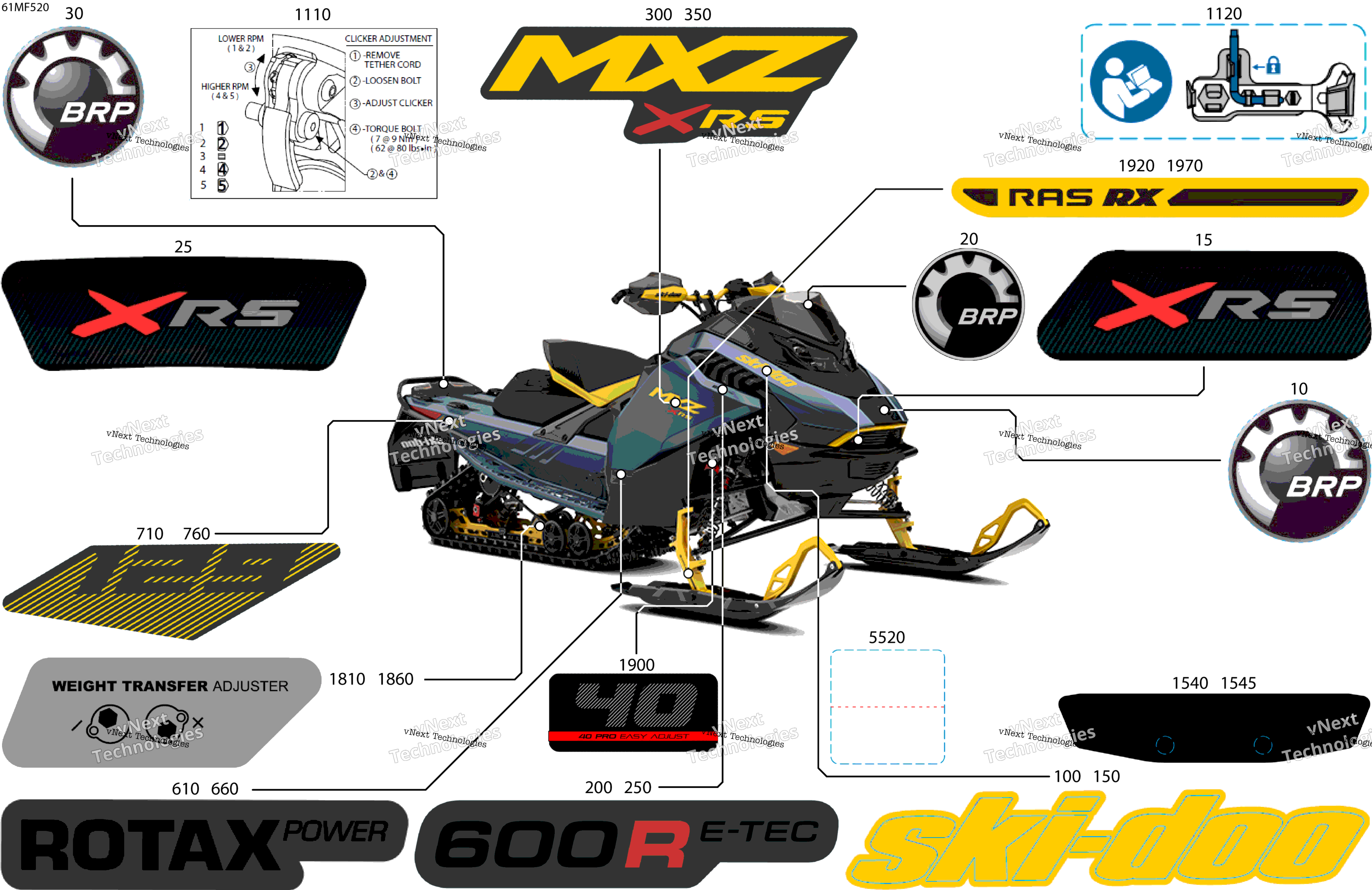 2026 MXZ - X-RS - 600R E -TEC - MZTP - Mineral Blue - 15X129X1.25RS Track