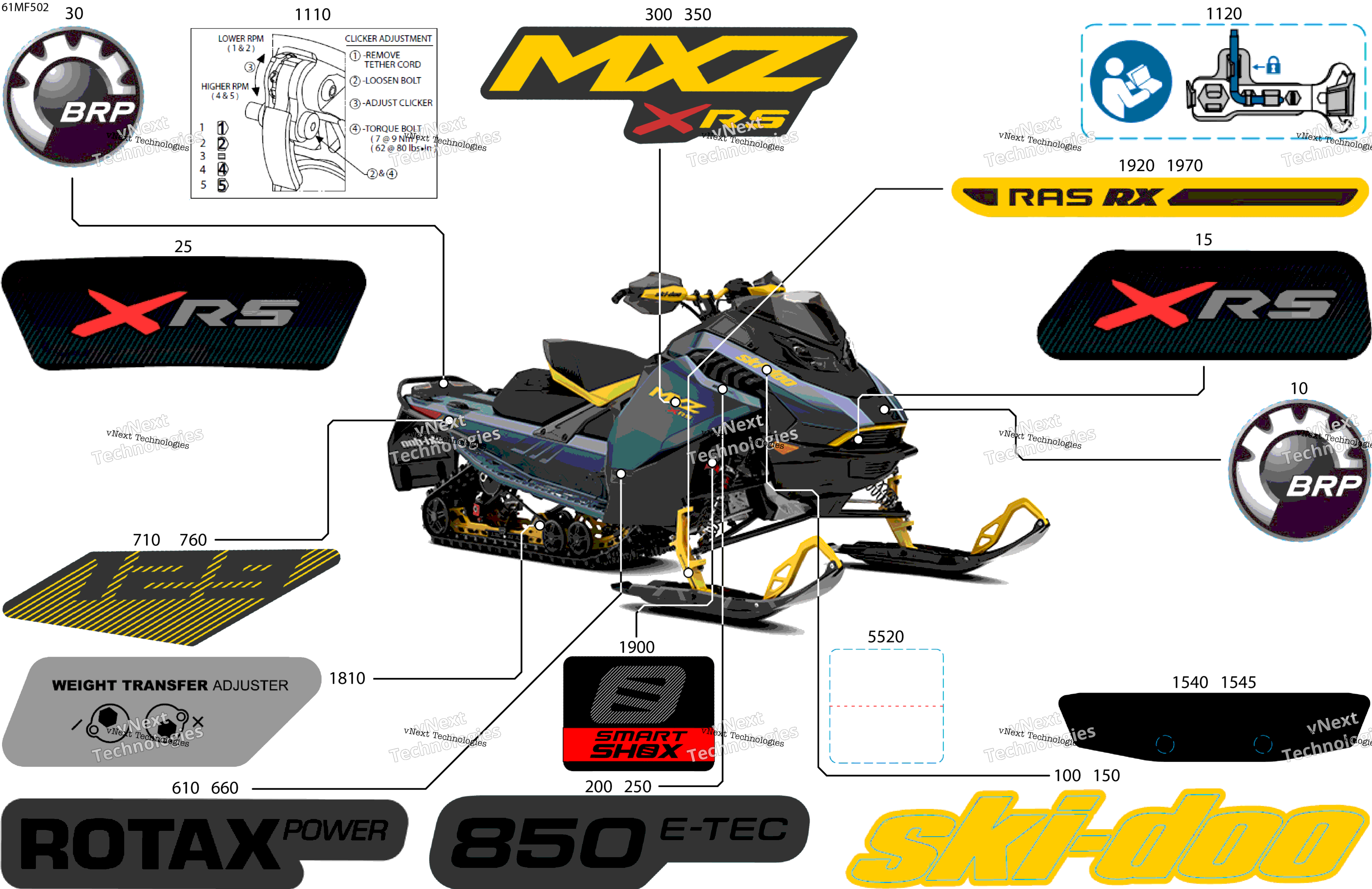 2026 MXZ - X-RS - 850 E-TEC - MVTK - Mineral Blue - 15X129X1.25RS Track