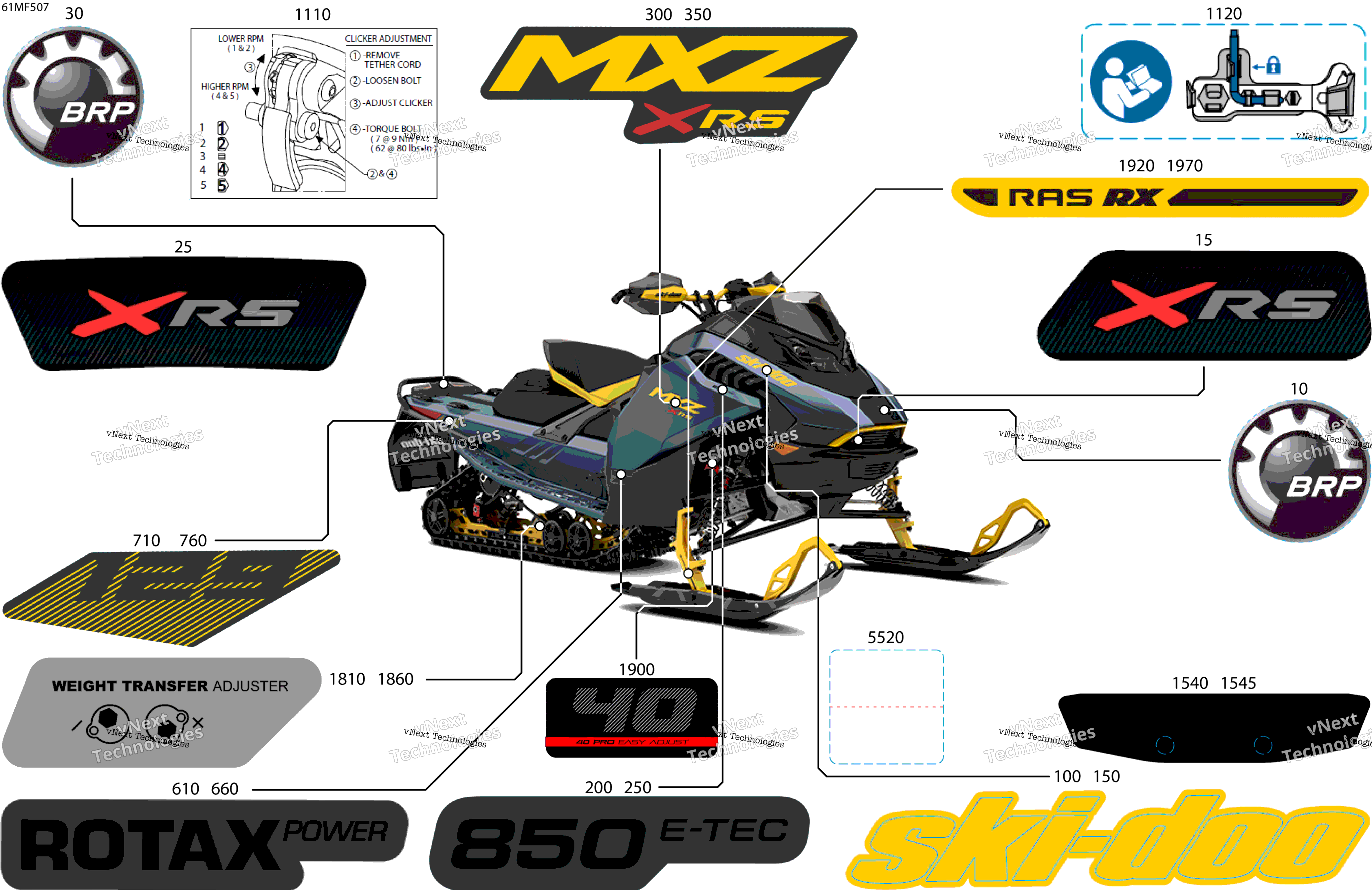 2026 MXZ - X-RS - 850 E-TEC - MXTH - Mineral Blue - 15X129X1.25RS Track