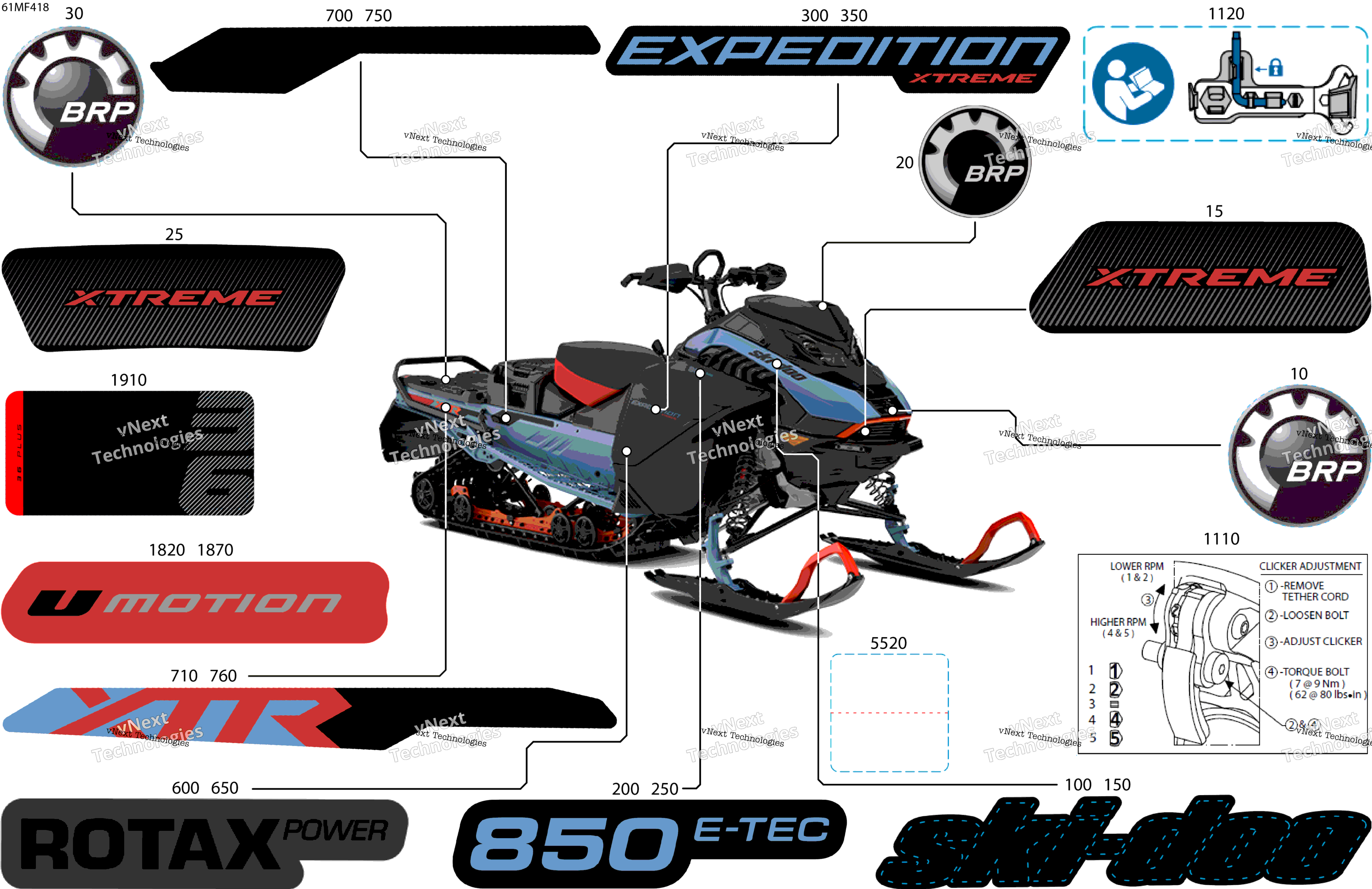 2026 EXPEDITION - XTREM - 850 E-TEC - ADTB - Scandi Blue - 20X154X1.8CST8 Track