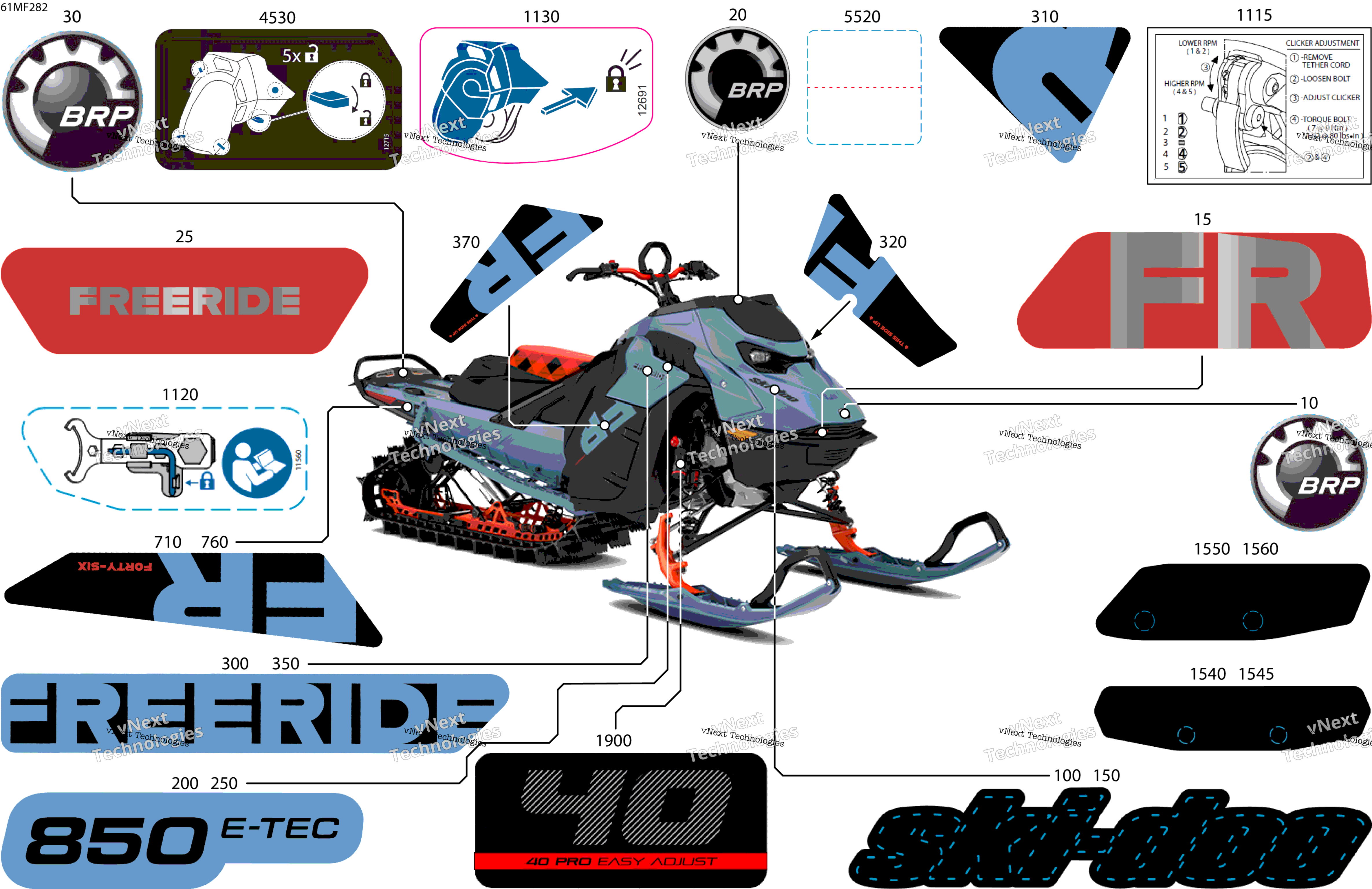 2026 FREERIDE - STD - 850 E-TEC - VBTC - Scandi Blue - 15X146X2.5P Track