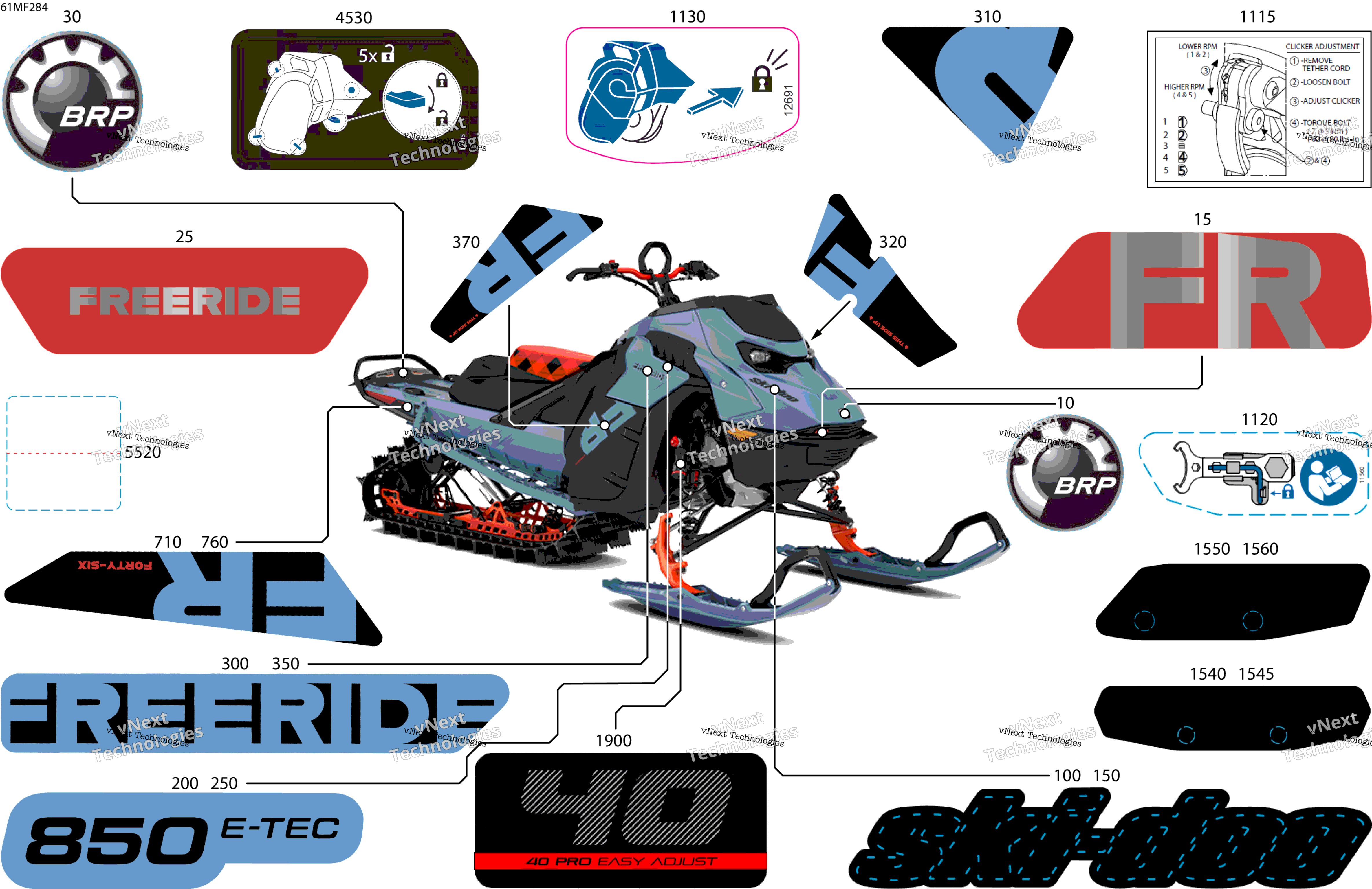 2026 FREERIDE - STD - 850 E-TEC - VBTE - Scandi Blue - 15X146X2.5P Track