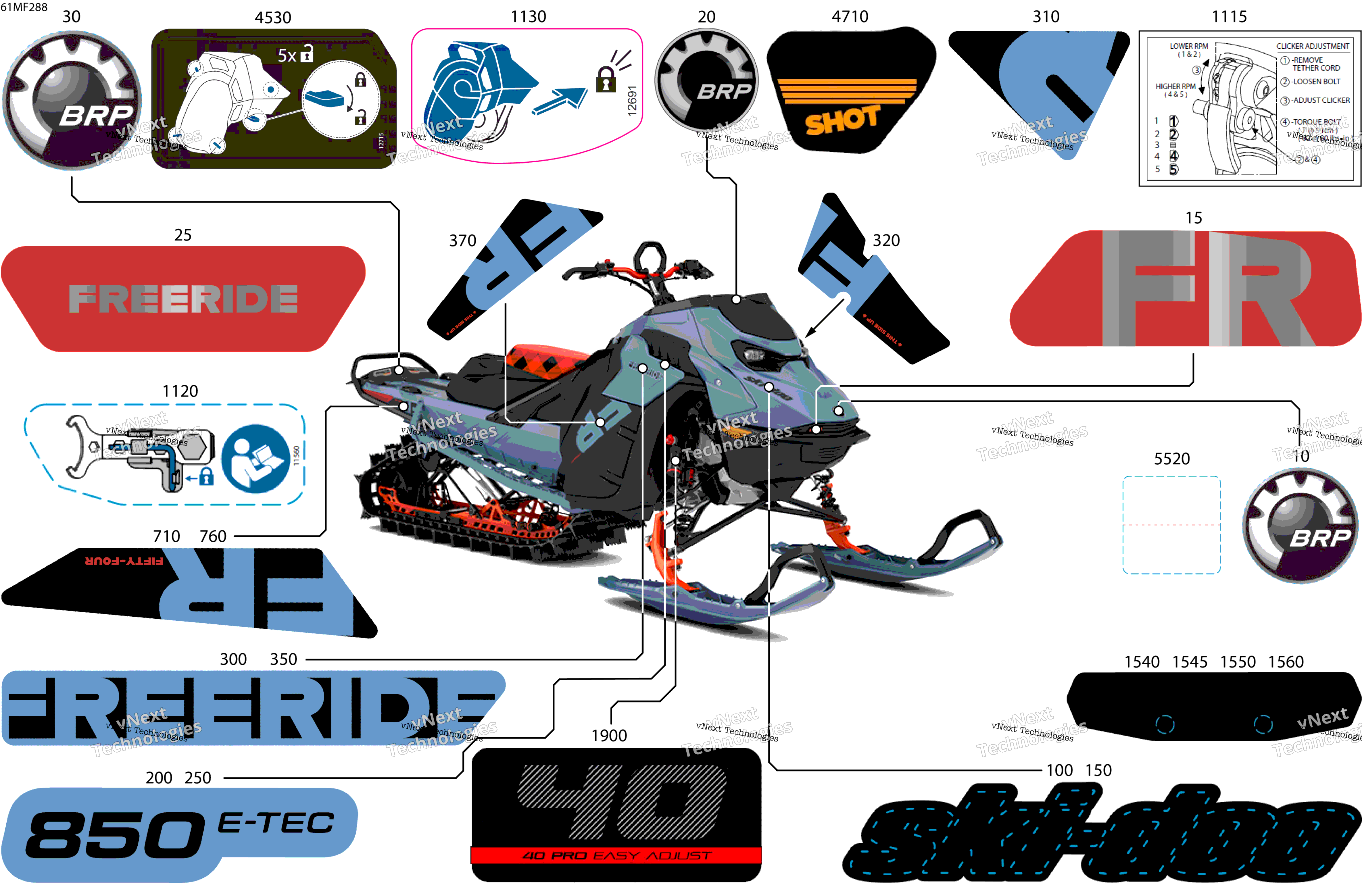 2026 FREERIDE - STD - 850 E-TEC - VCTF - Scandi Blue - 15X154X2.5P Track - SHOT starter